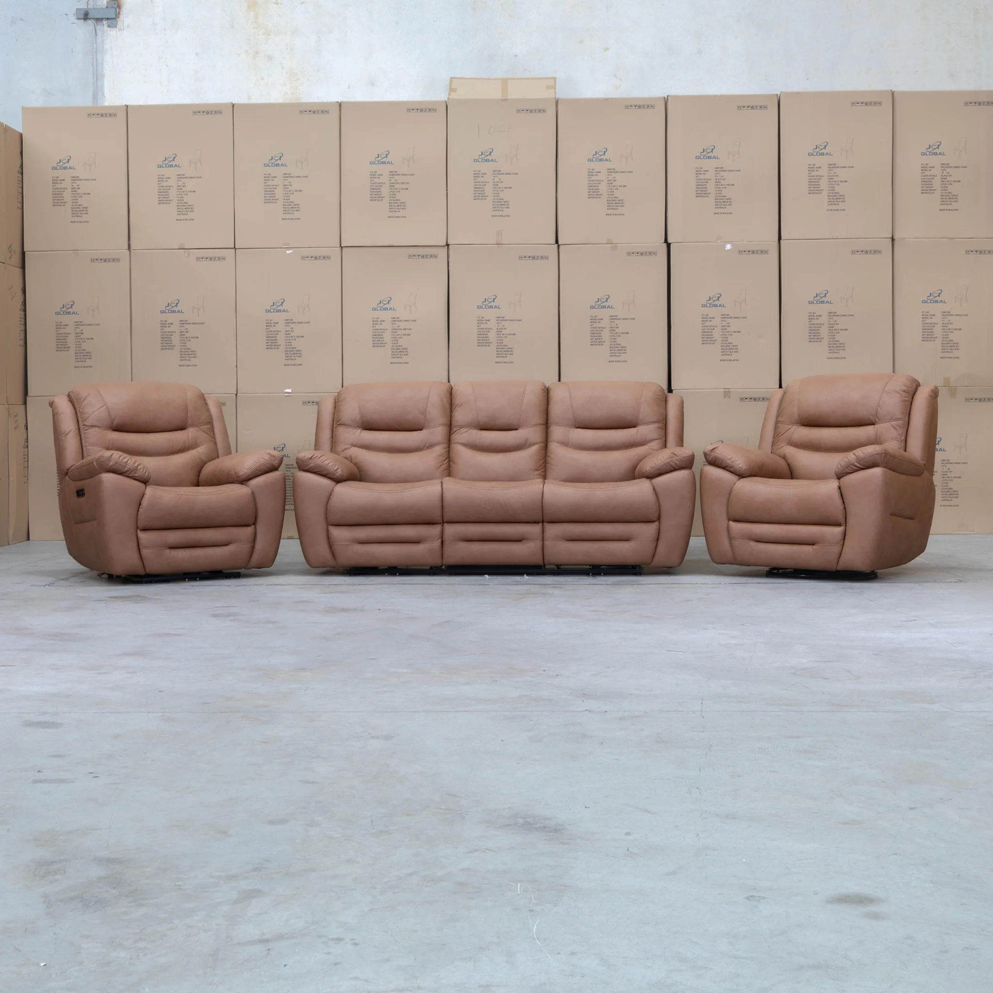 Airlie Three Seat Electric Recliner Lounge - Tan - Image 15
