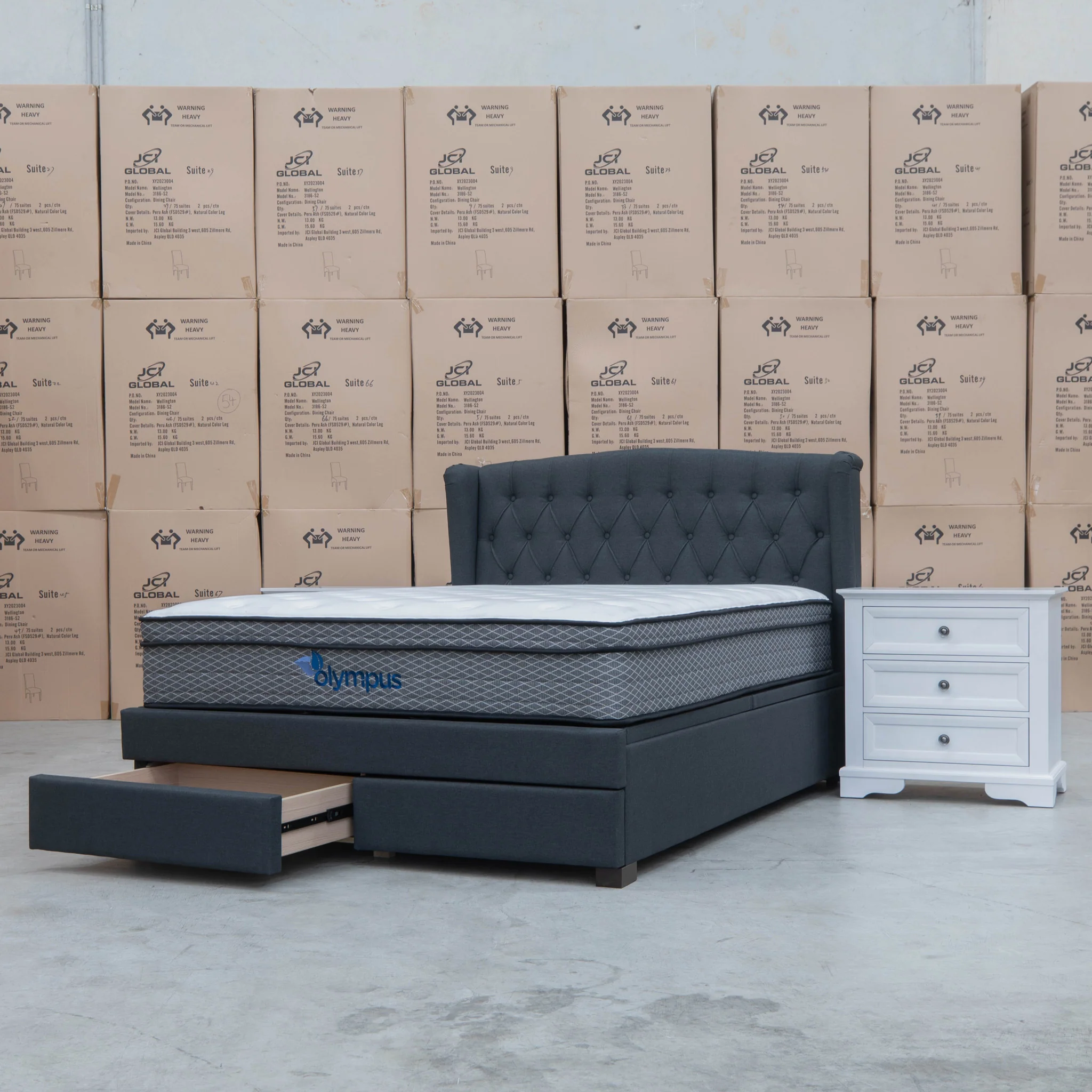 Amelia Double Fabric Storage Bed - Charcoal - Image 2