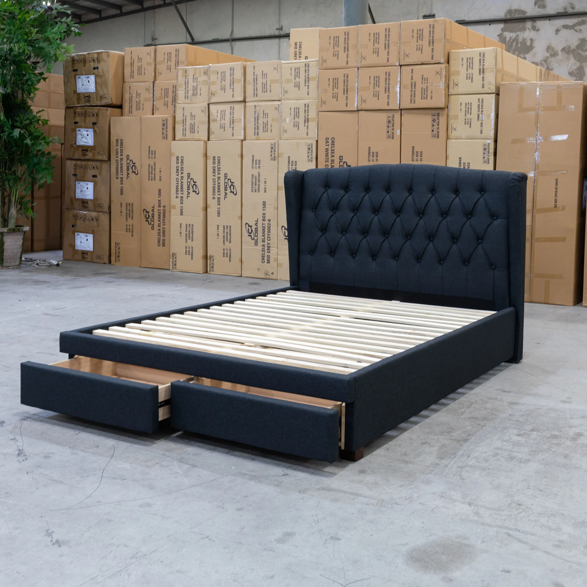 Amelia Double Fabric Storage Bed - Charcoal - Image 7