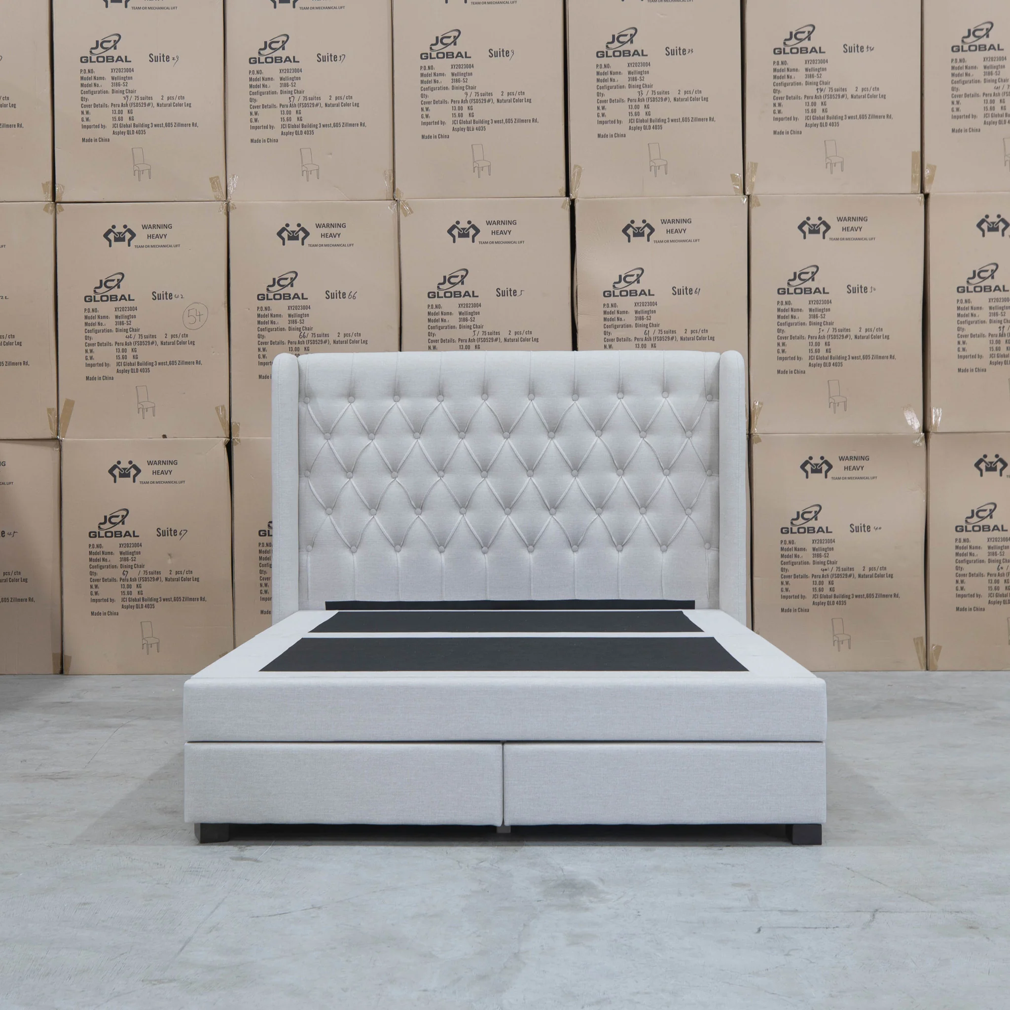 Amie King Fabric Gas Lift & Storage Drawer Bed - Oat White - Available After 20th July - Image 12