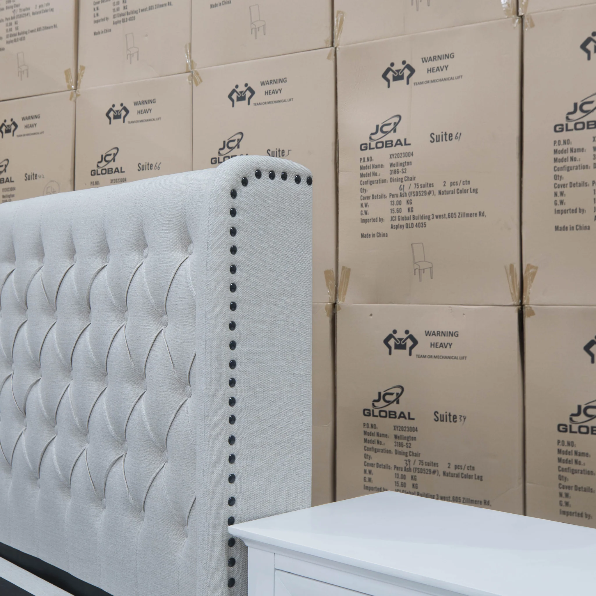 Amie King Fabric Gas Lift & Storage Drawer Bed - Oat White - Available After 20th July - Image 13