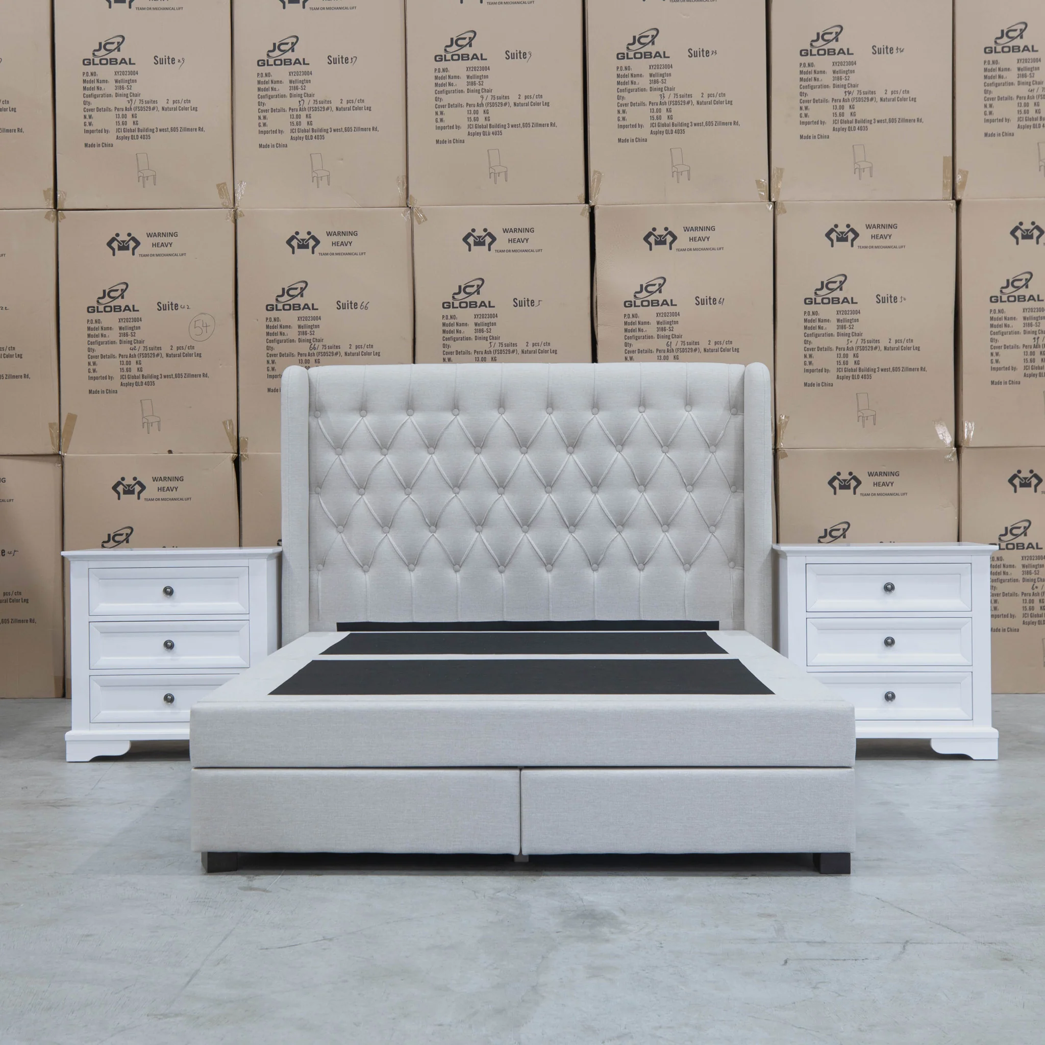 Amie King Fabric Gas Lift & Storage Drawer Bed - Oat White - Available After 20th July - Image 9