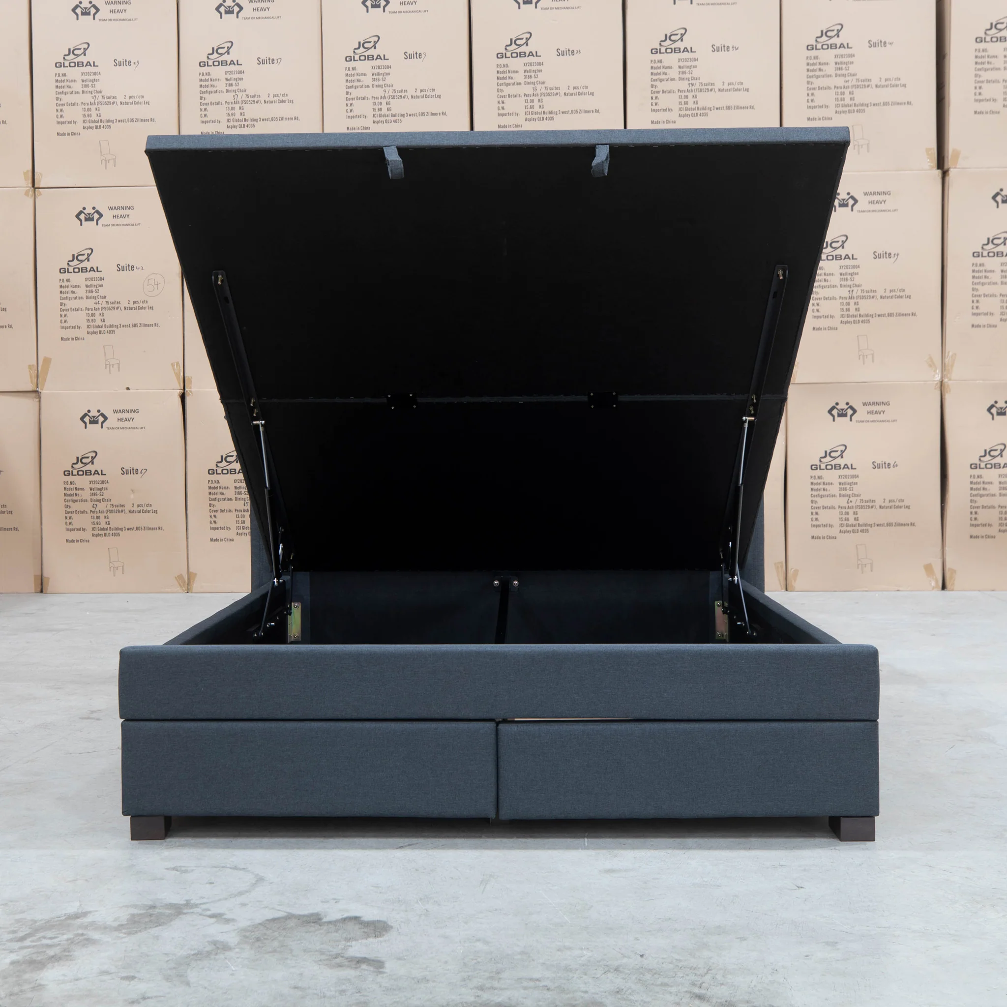 Amie King Fabric Gas Lift & Storage Drawer Bed - Charcoal - Available After 20th July - Image 12