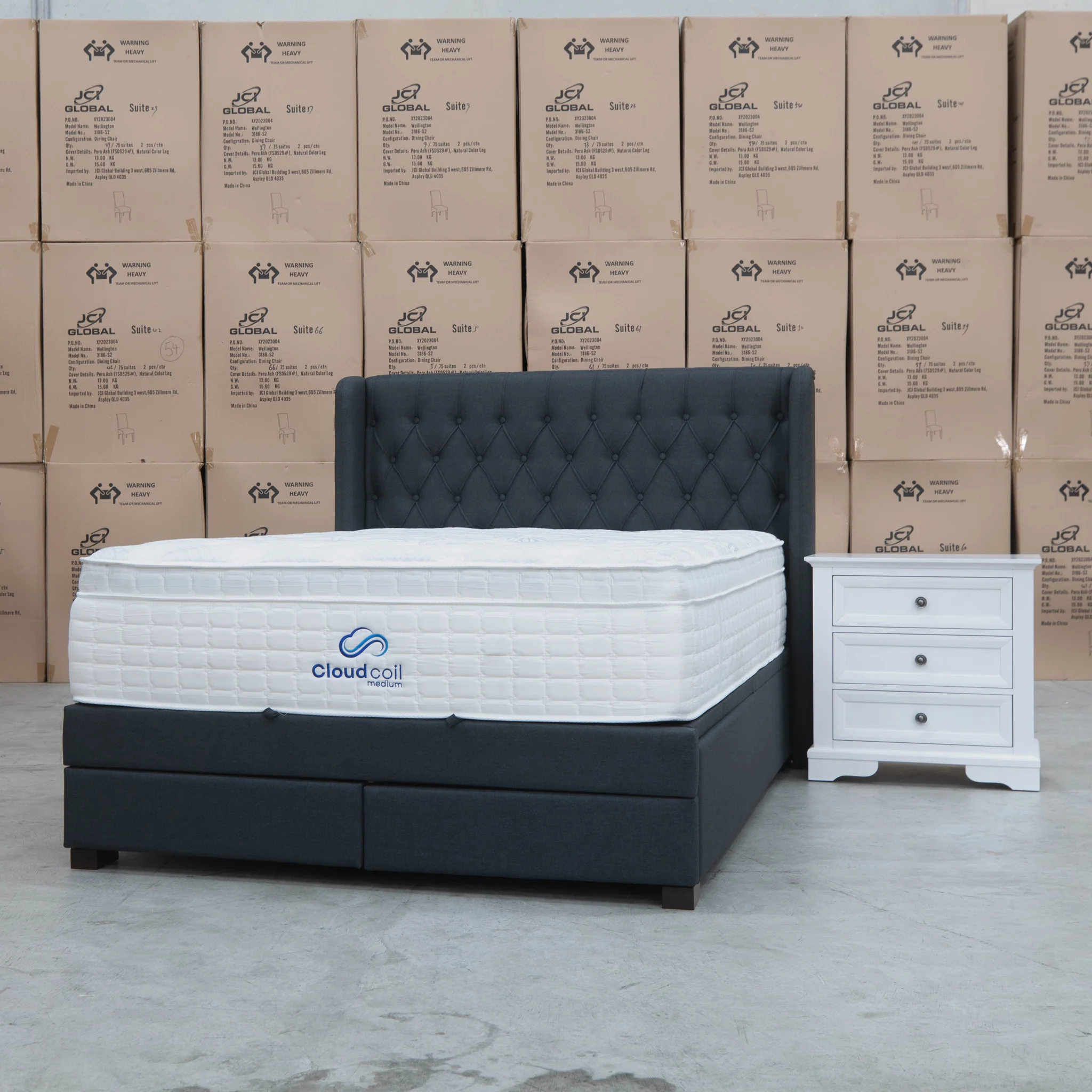 Amie King Fabric Gas Lift & Storage Drawer Bed - Charcoal - Available After 20th July - Image 3