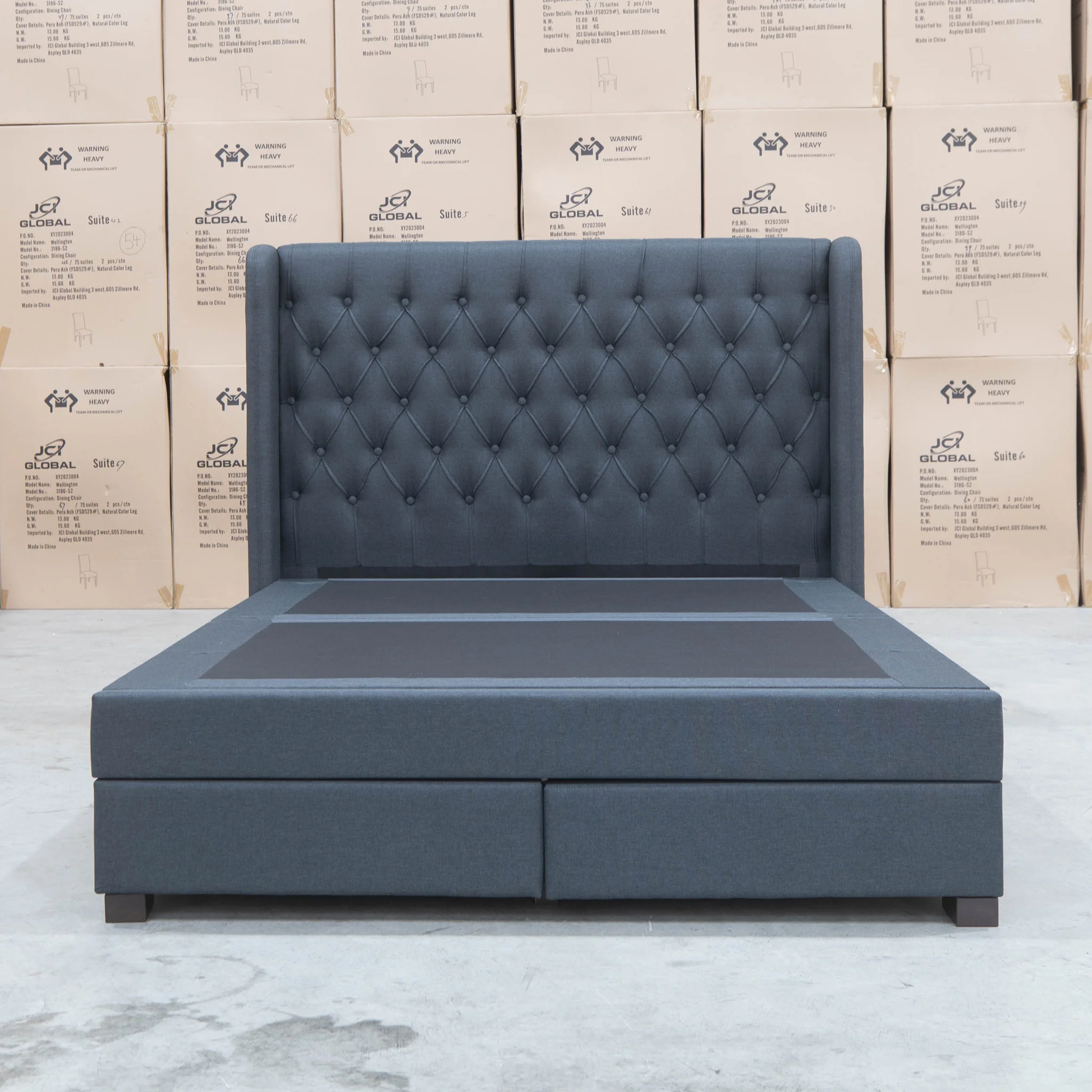 Amie King Fabric Gas Lift & Storage Drawer Bed - Charcoal - Available After 20th July - Image 9