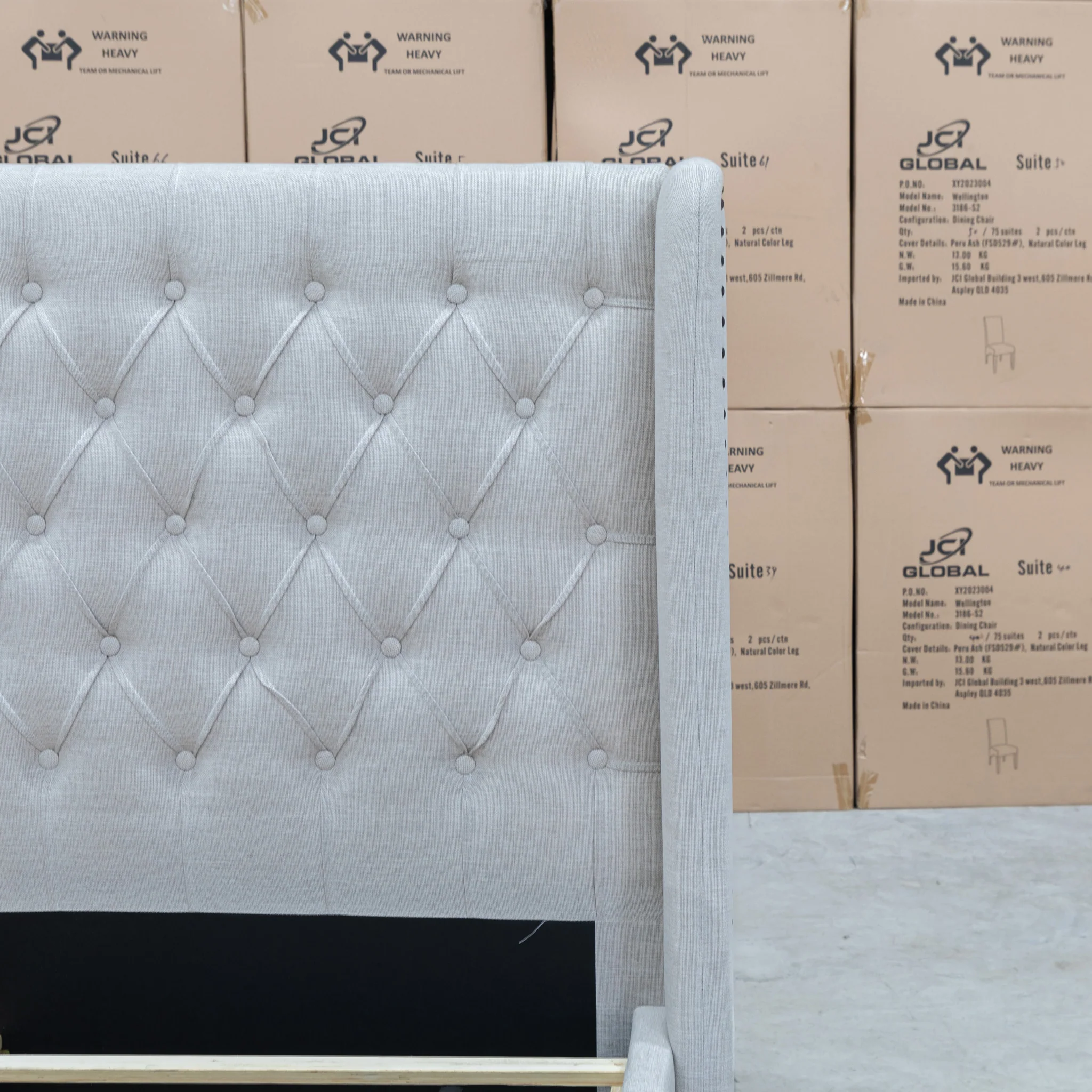 Amie King Fabric Storage Bed - Oat White - Image 12