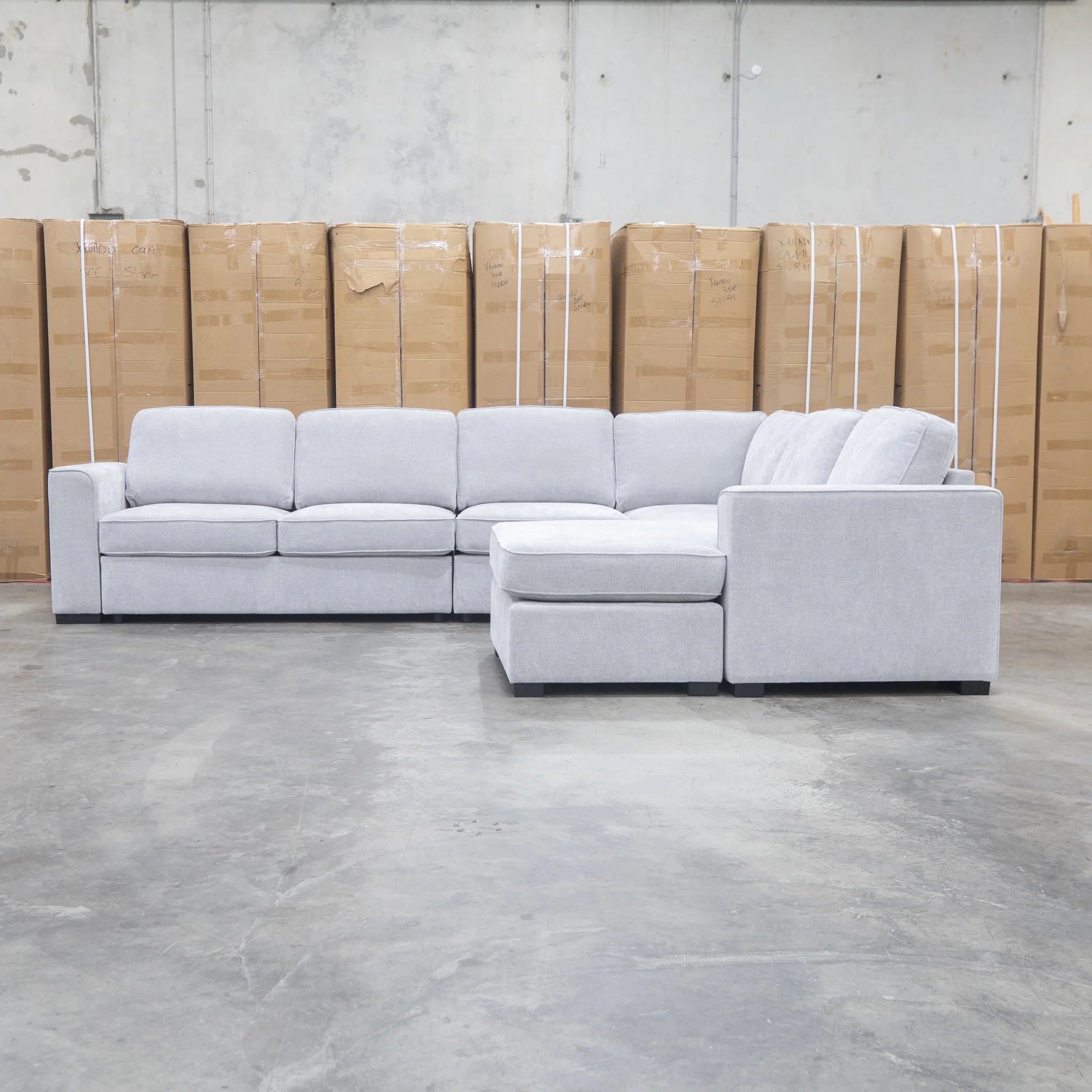 Ashton Modular Corner Chaise Lounge with Sofa Bed - Pewter - Image 3