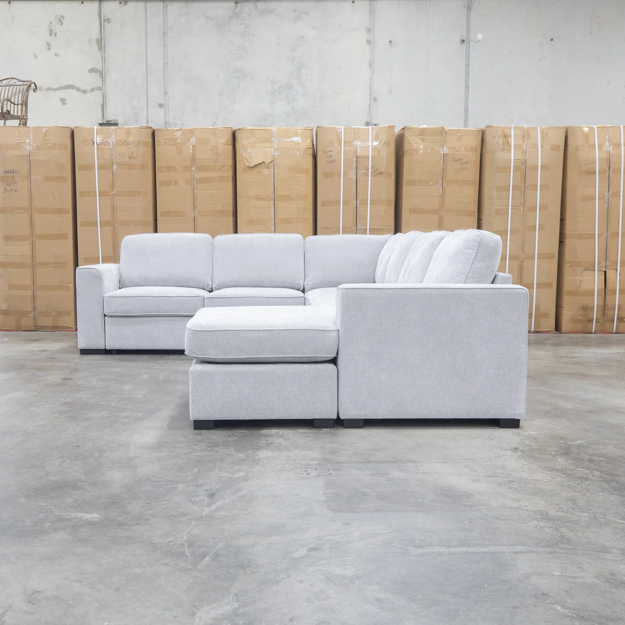 Ashton Modular Corner Chaise Lounge with Sofa Bed - Pewter - Image 6