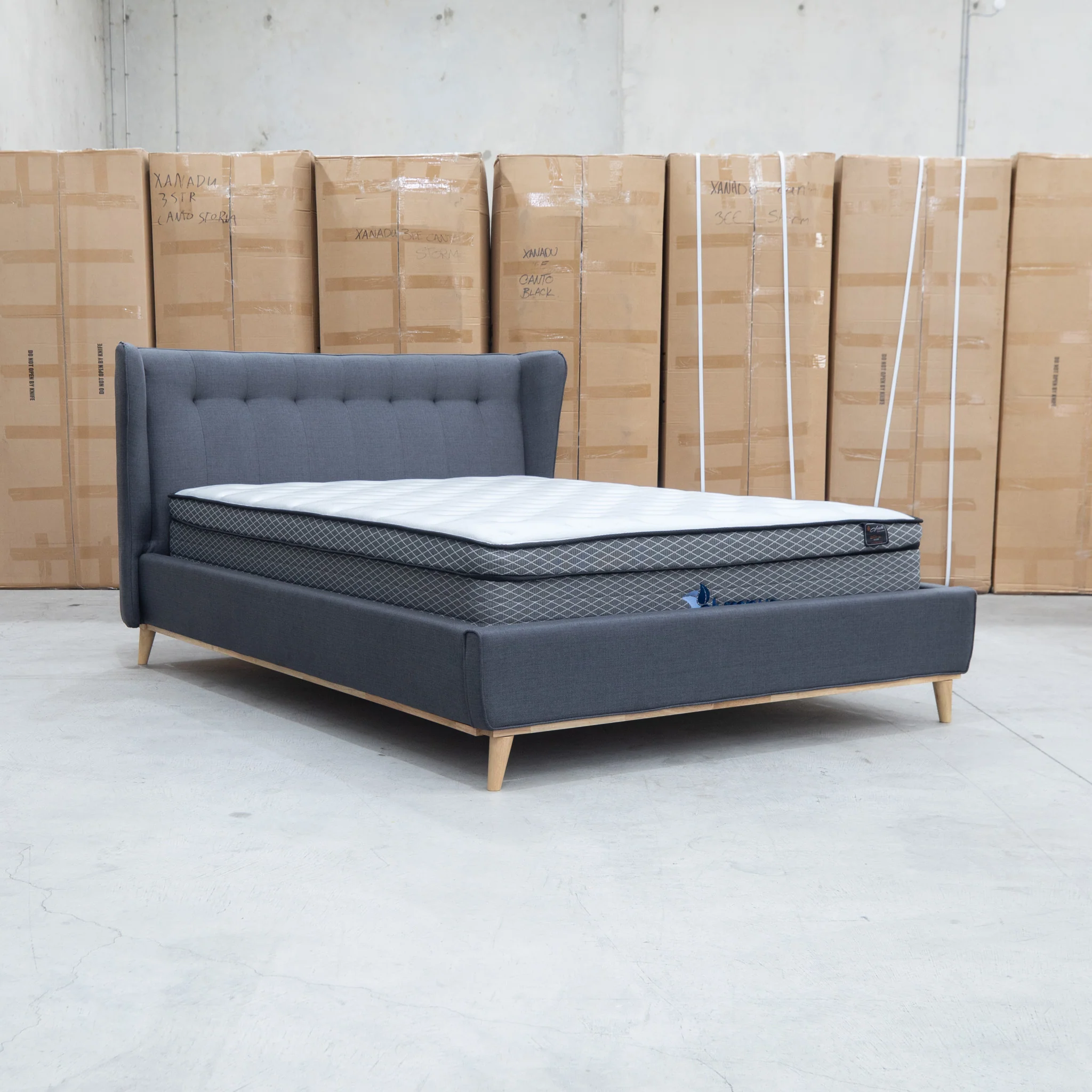 Aspen Double Upholstered Bed - Charcoal - Image 4
