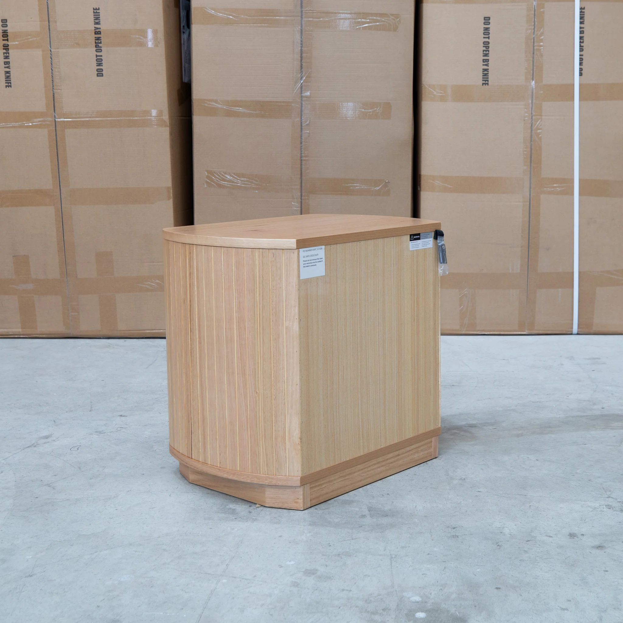 Bentley Curved Two Drawer Australian Messmate Hardwood Bedside - Image 9
