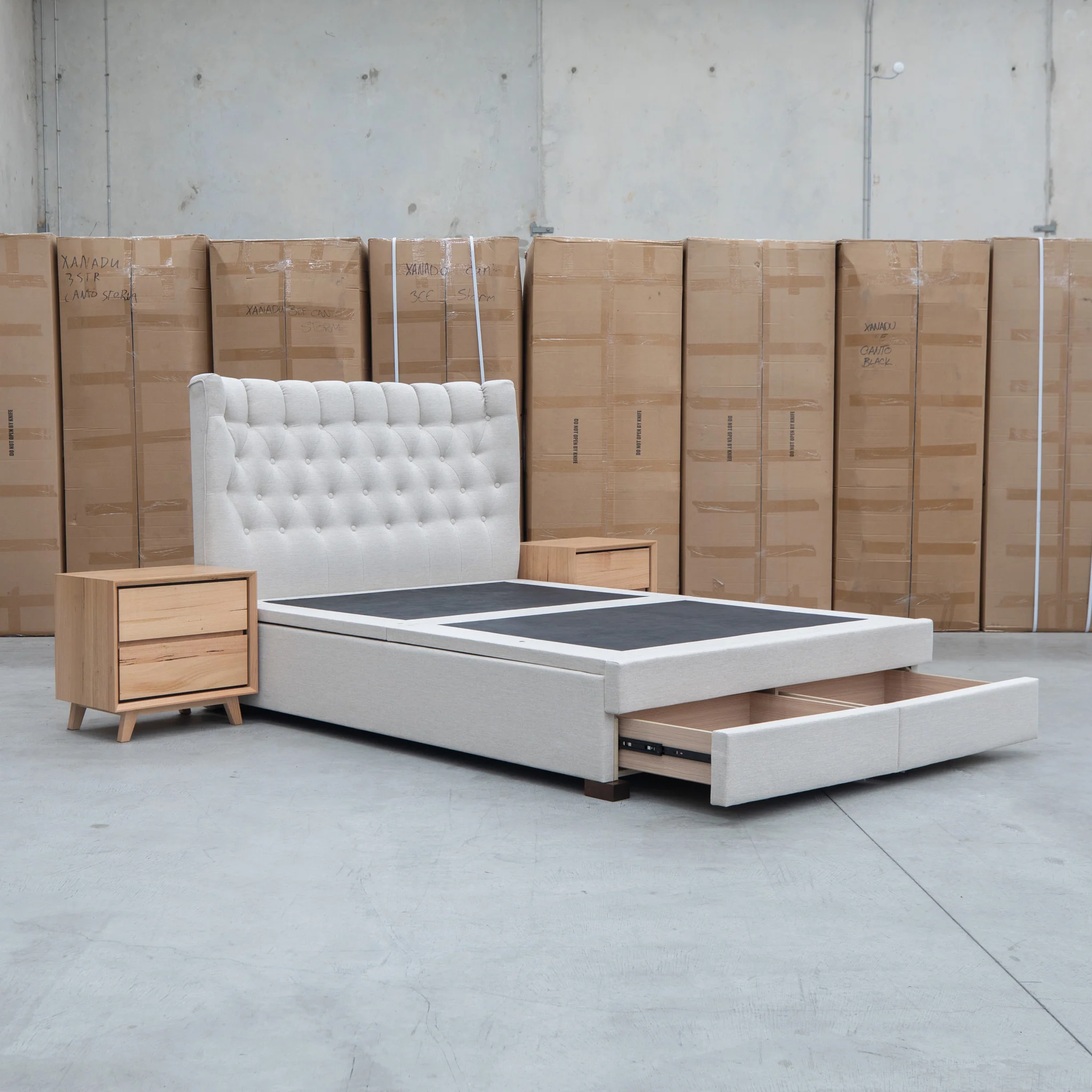 Blake King Upholstered Gas Lift Storage Bed - Oat White - Image 13