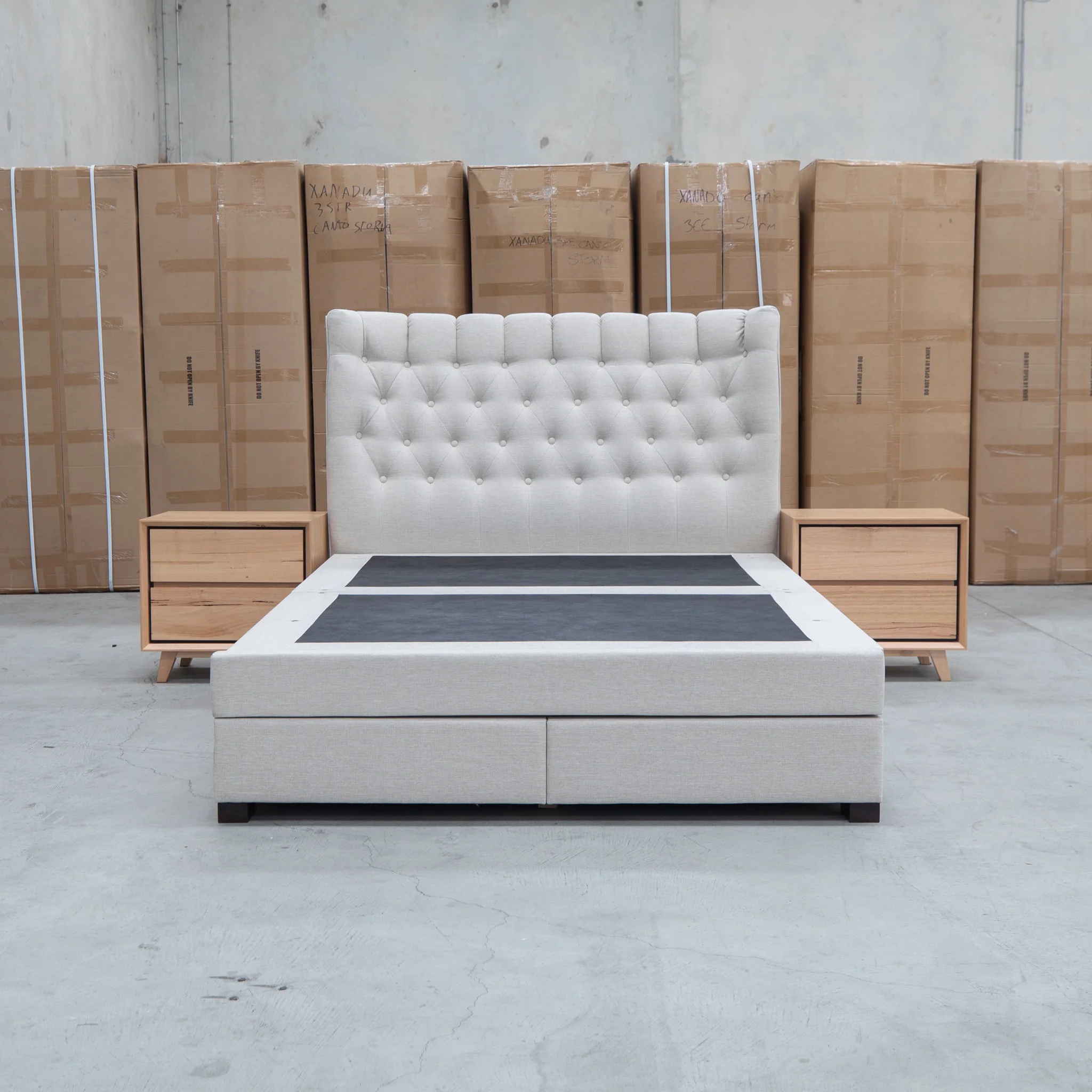 Blake Queen Upholstered Gas Lift Storage Bed - Oat White - Image 3