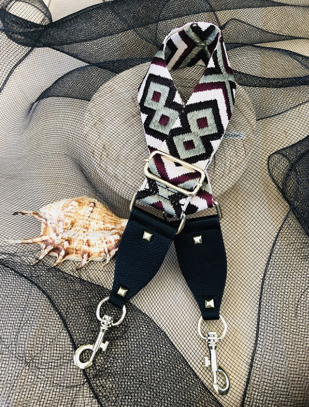 Bo Ho - Burgundy & Pale Green - Bag Strap - Gold hardware - Image 2