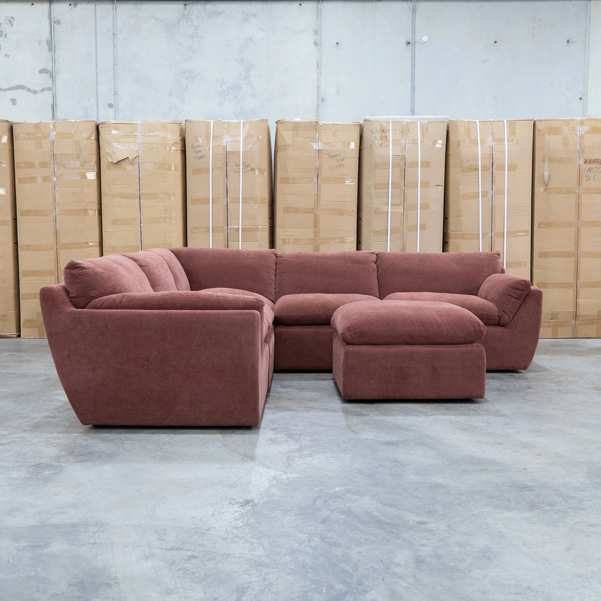 Bradford Modular Corner Lounge with Ottoman - Chestnut - Image 3