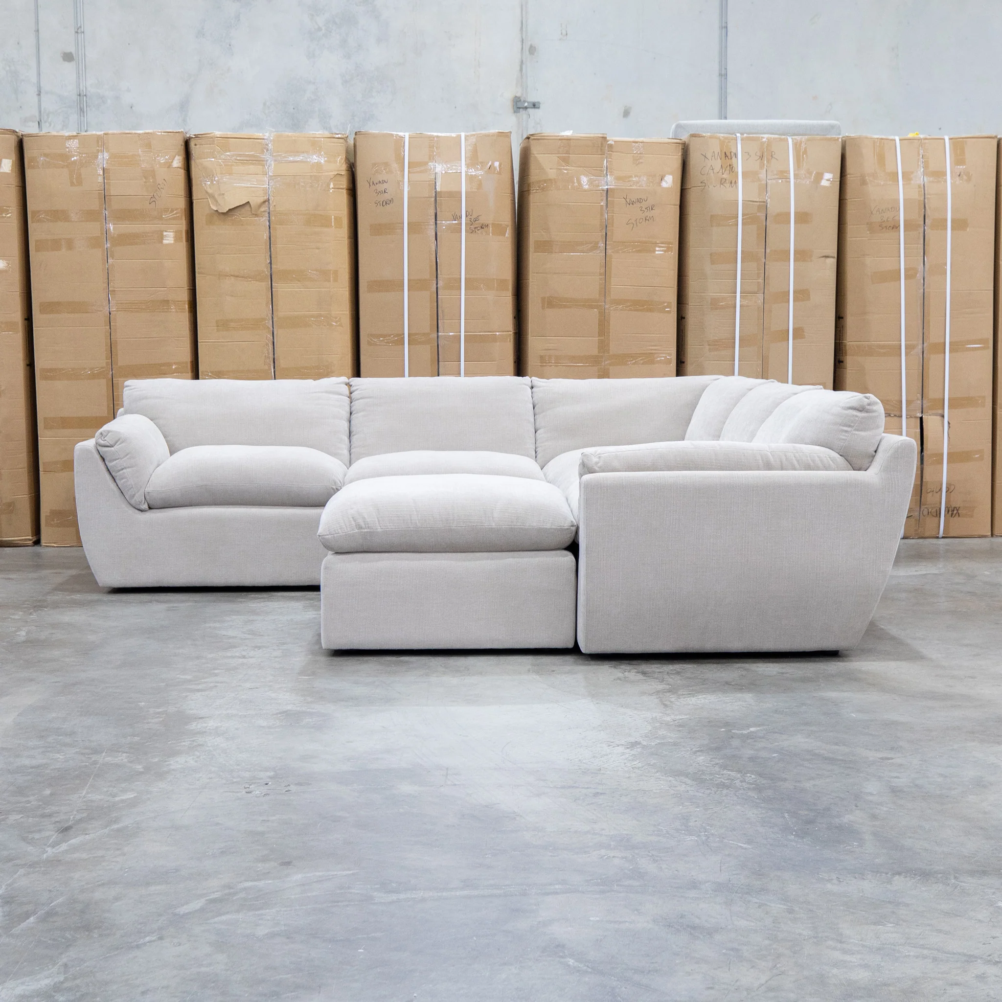 Bradford Modular Corner Lounge with Ottoman - Sand - Image 5