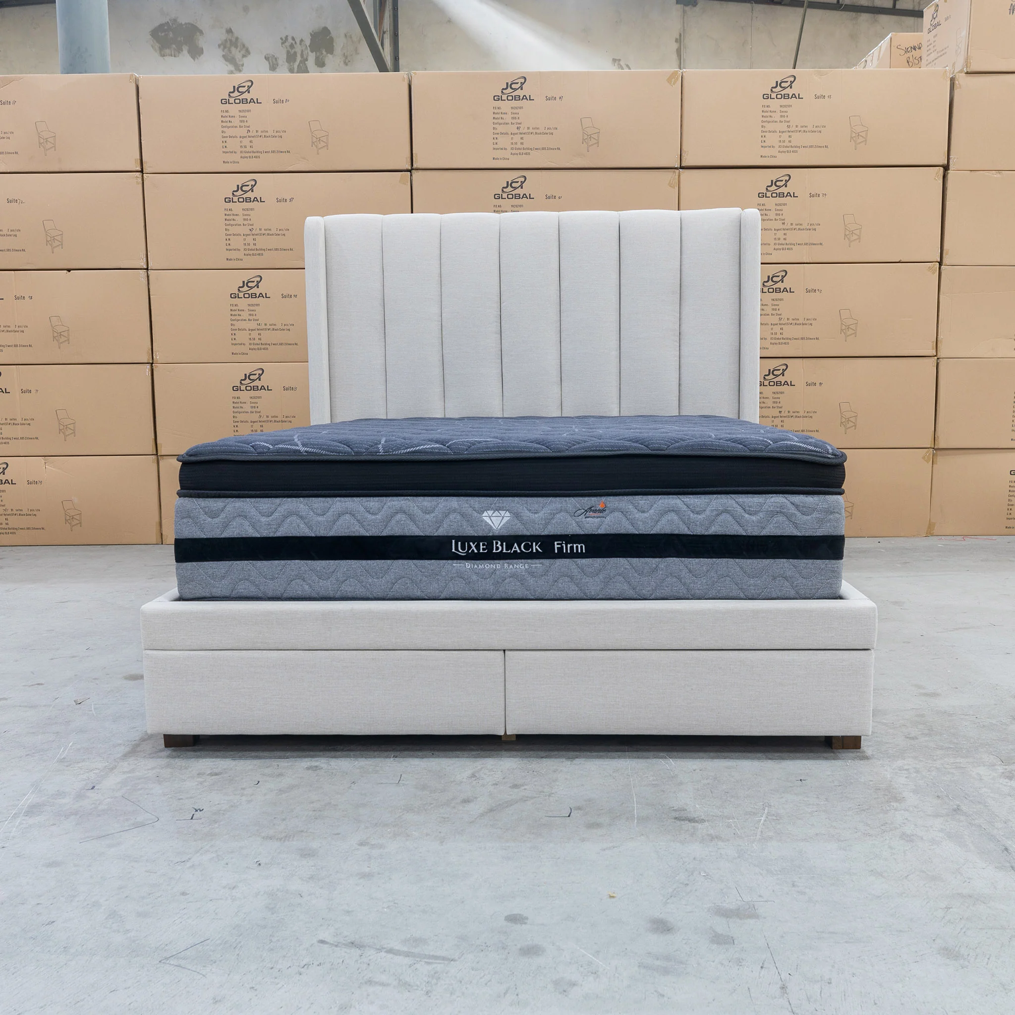 Chester Queen Fabric Storage Bed - Oat White - Image 6