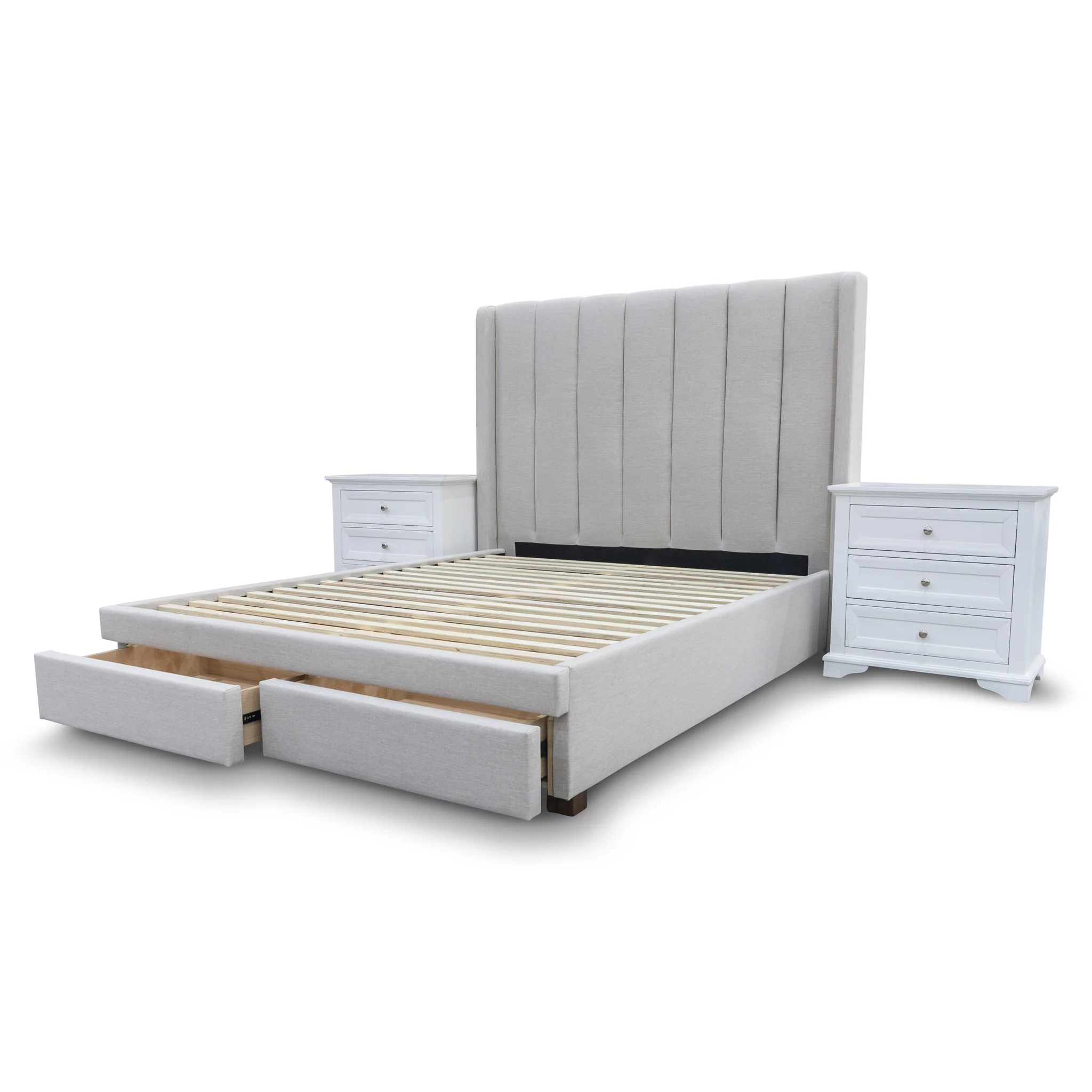 Chester Double Fabric Storage Bed - Oat White - Image 14
