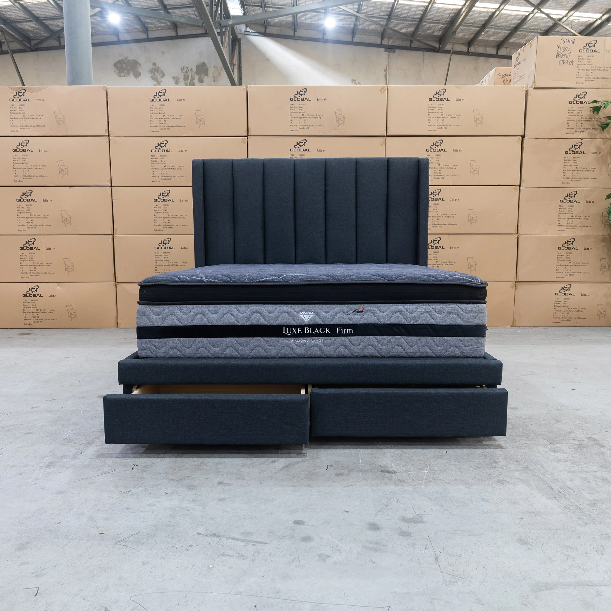 Chester King Fabric Storage Bed - Charcoal - Image 10