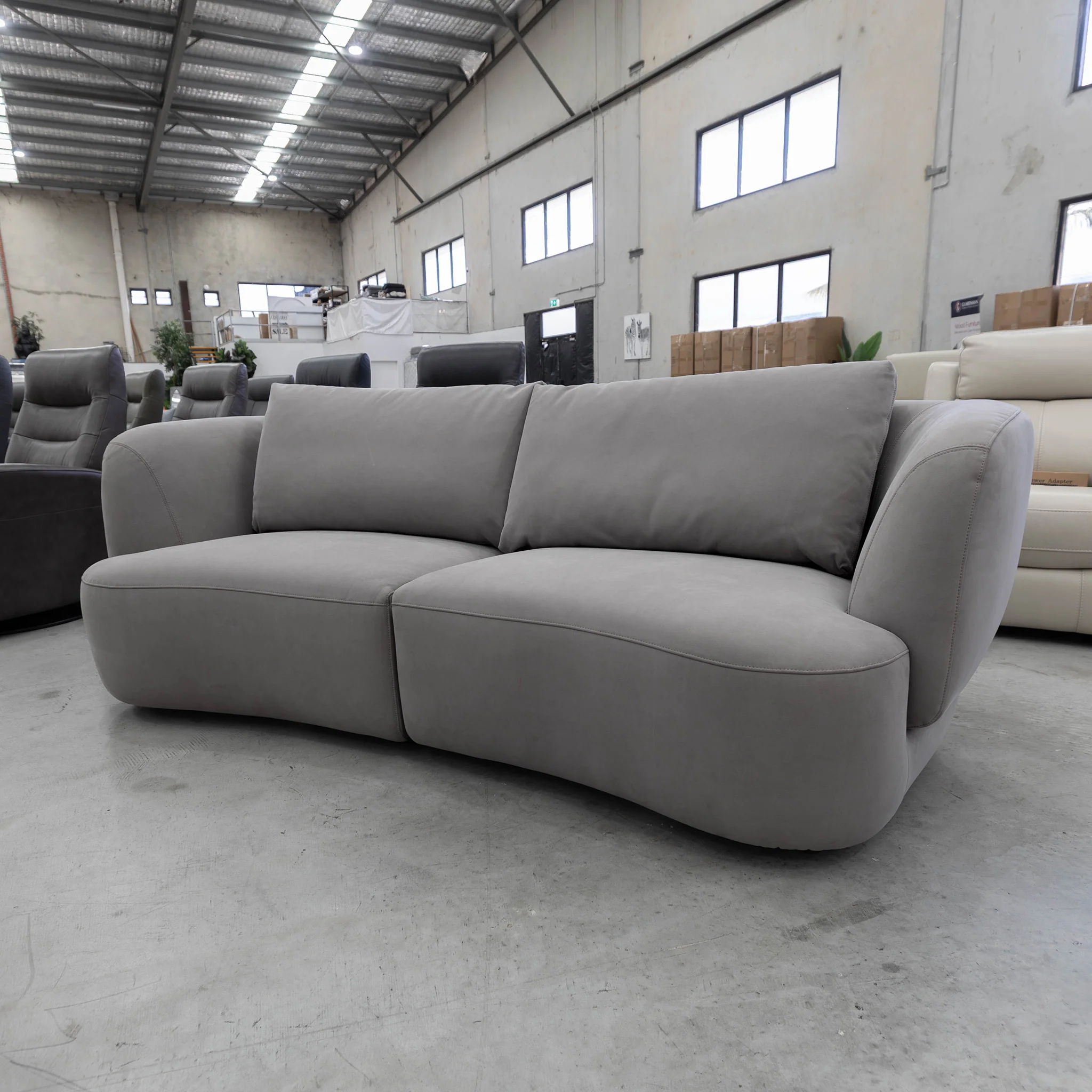 COR-13033 2.5 seat curved sofa - Light Grey - Floor Stock - Image 2