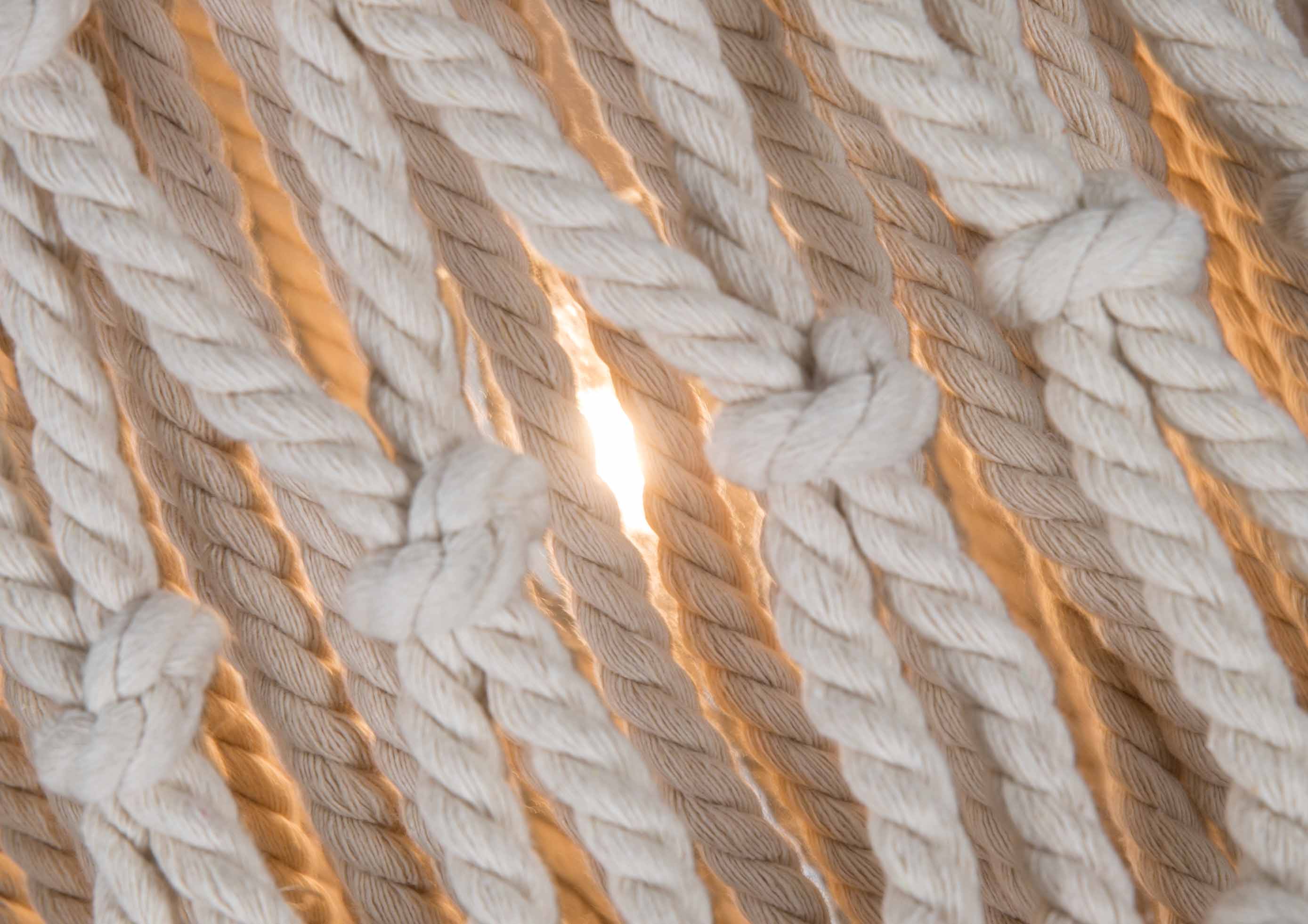 Cotton and Metal Rope Canopy Pendant Light Small - White/Natural Linen - LN01 - Available In-Store Only - Image 2