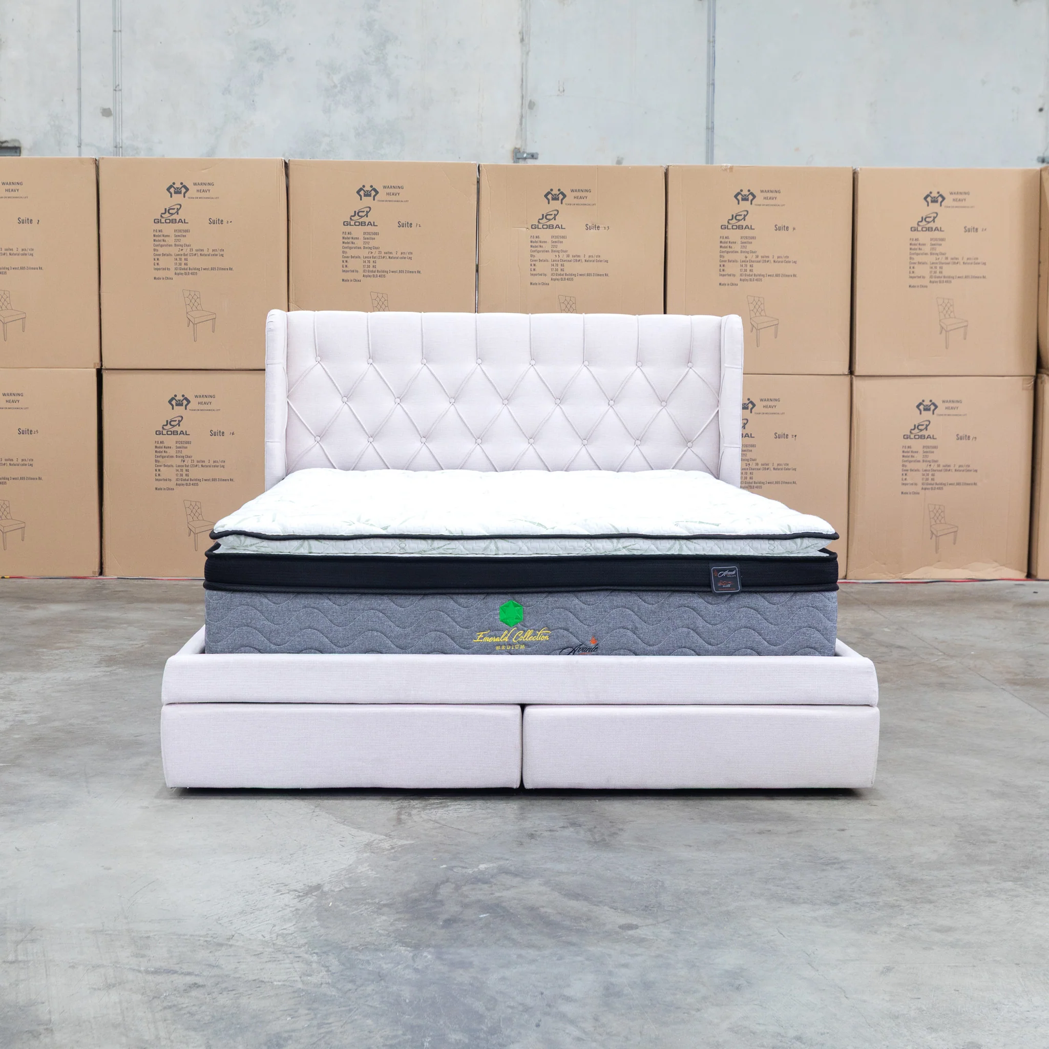 Denmark Queen Fabric Storage Bed - Beige - Image 17