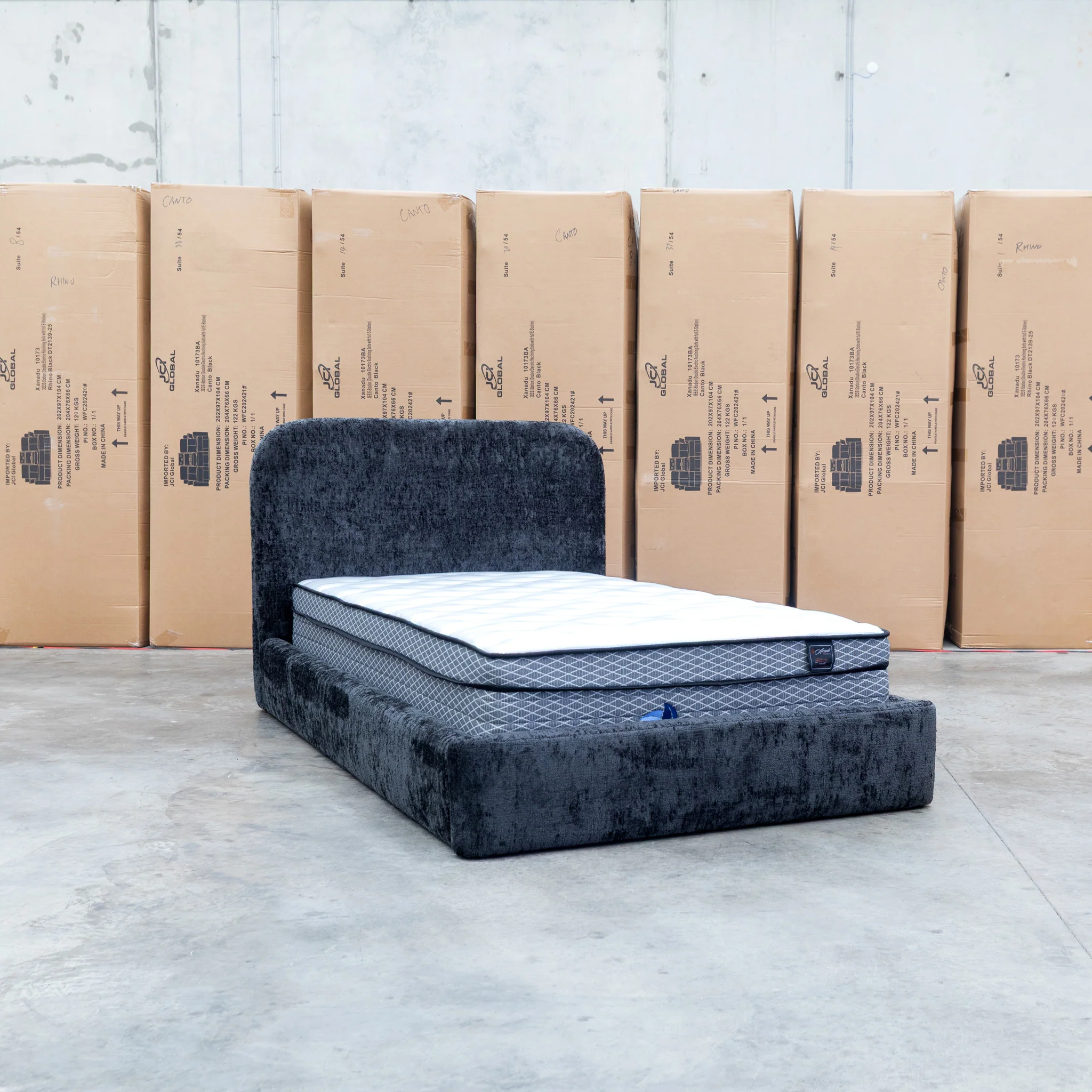 Elm King Single Upholstered Bed - Black