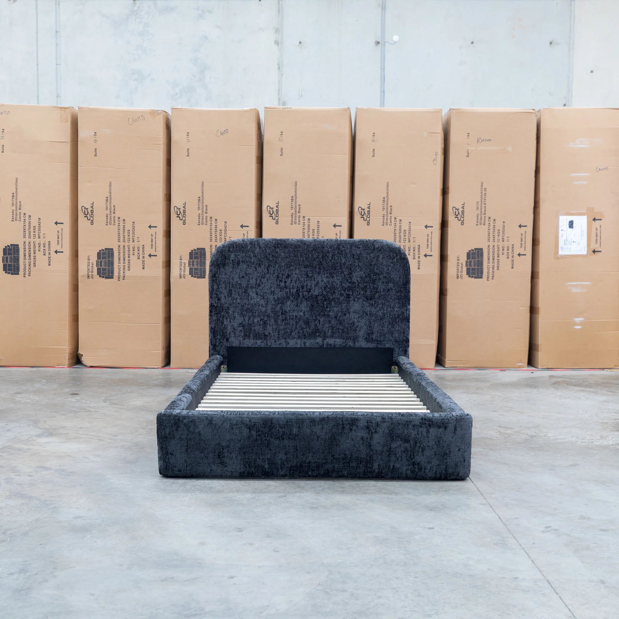 Elm King Single Upholstered Bed - Black - Image 3