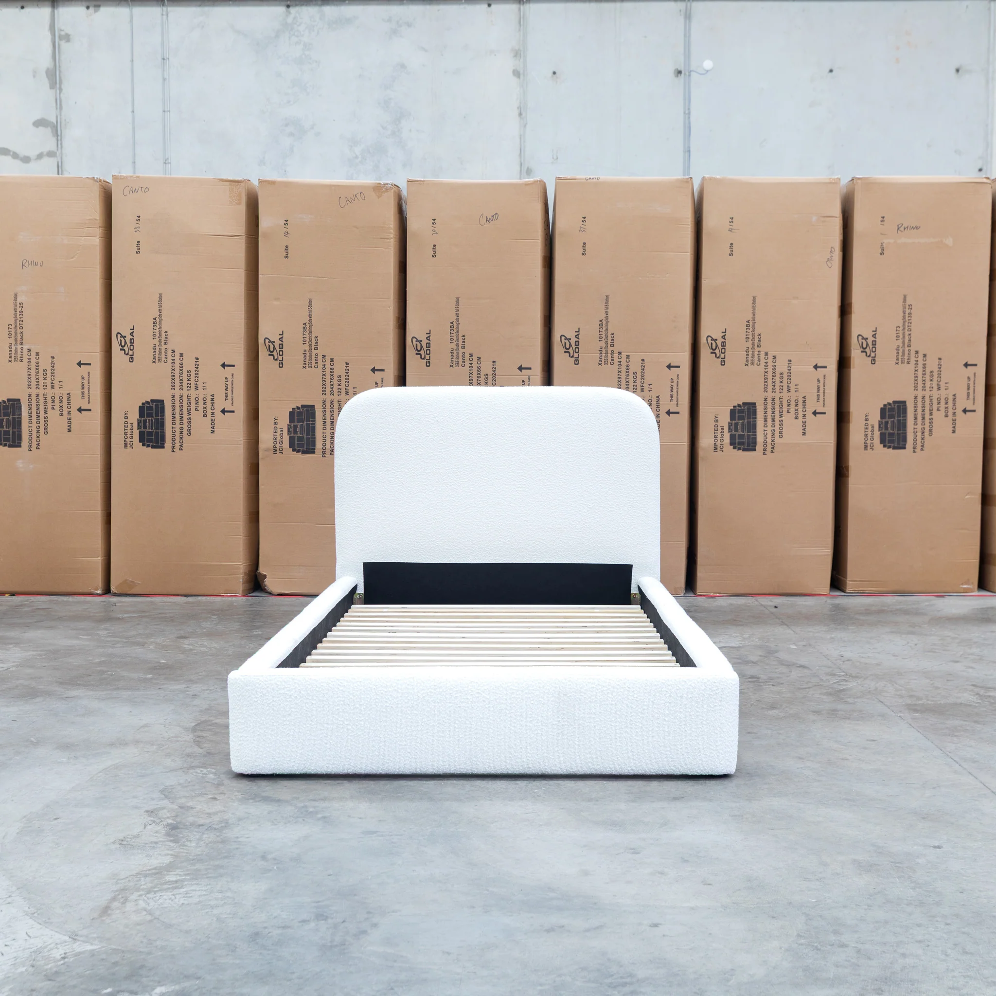 Elm King Single Upholstered Bed - Cream - Image 3