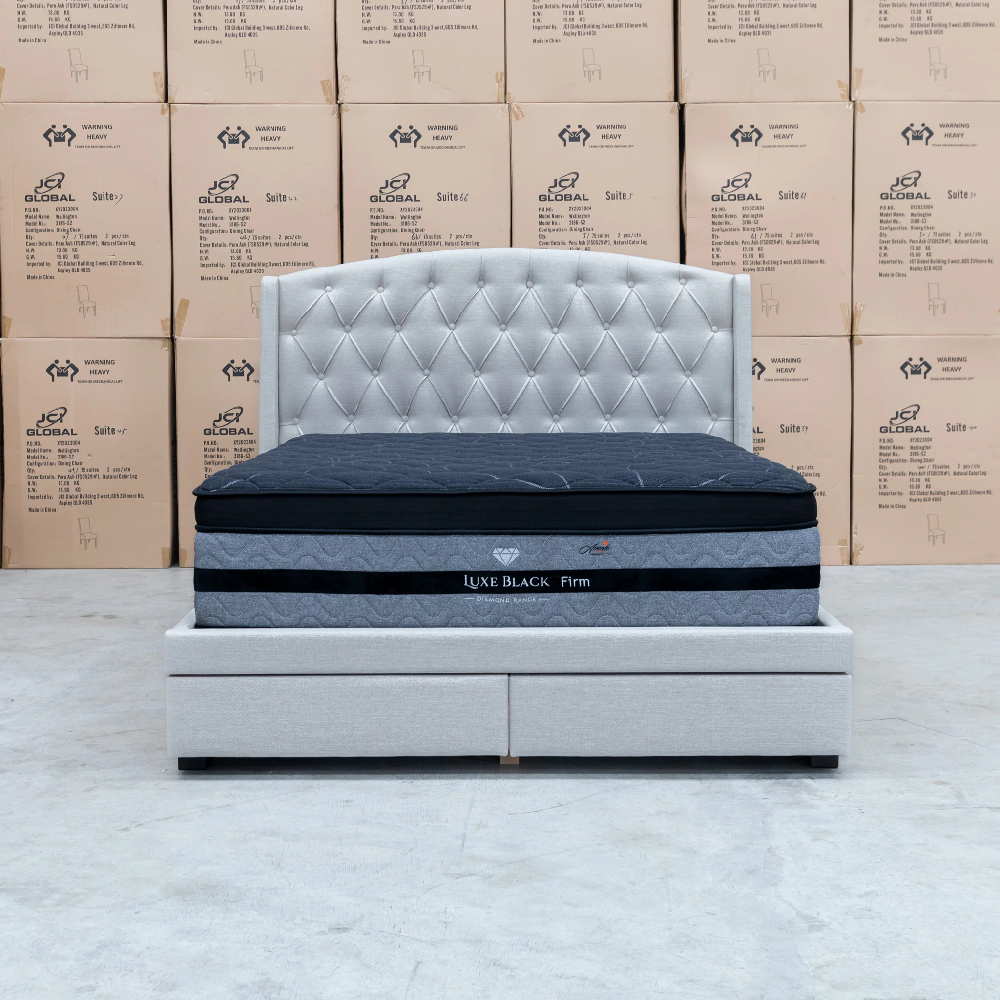 Emily Double Fabric Storage Bed – Oat White - Image 7