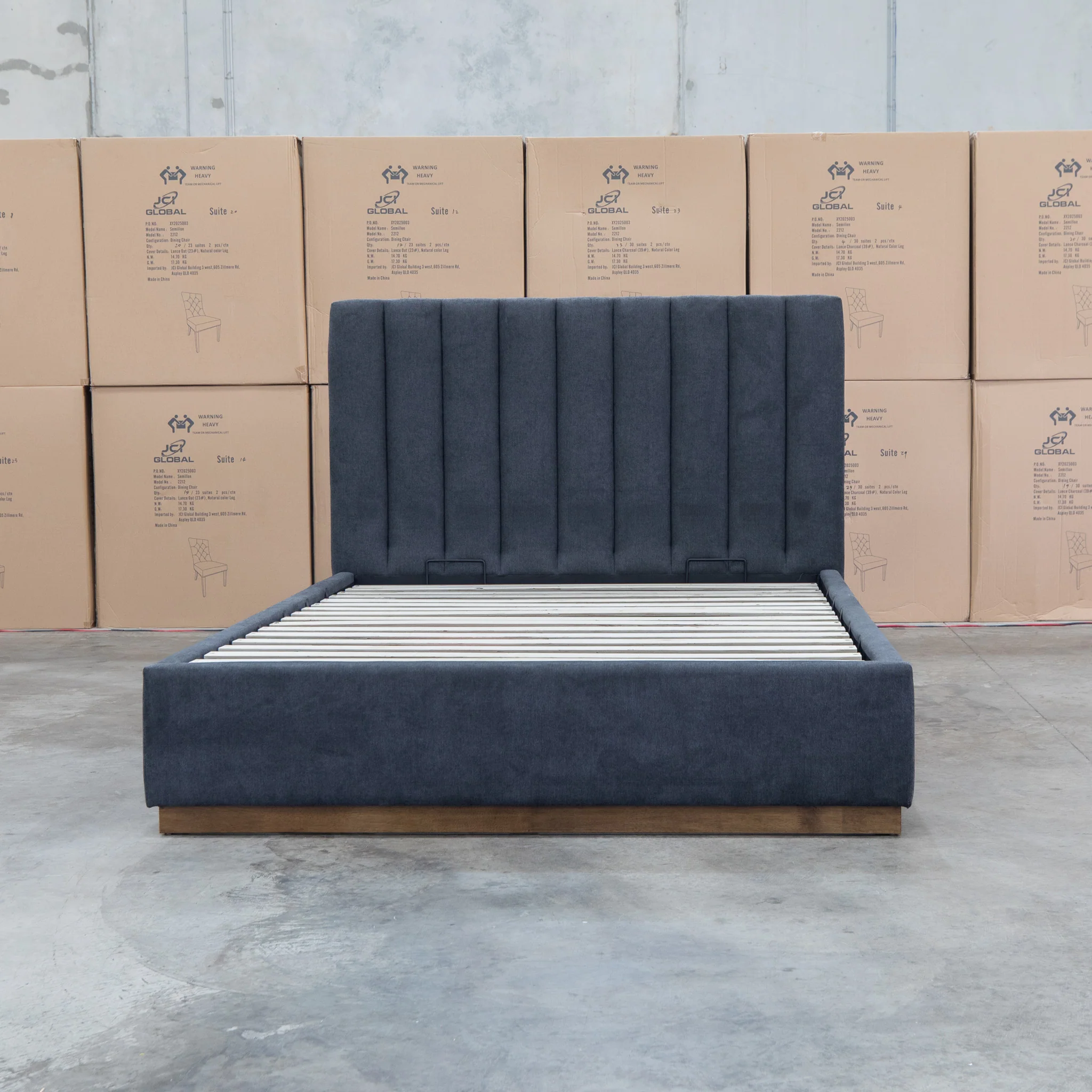 Esperance King Fabric Gas Lift Storage Bed - Charcoal - Image 12