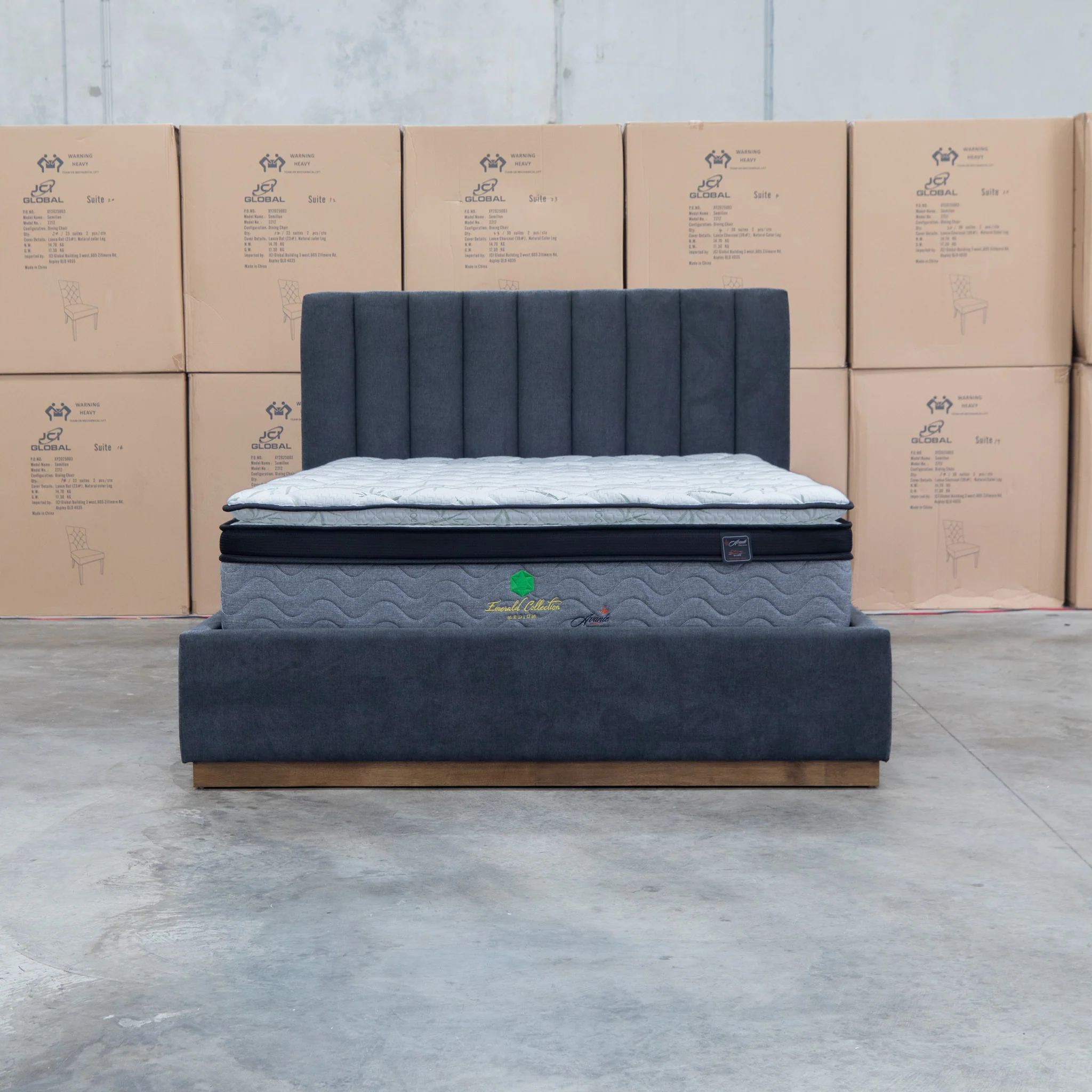 Esperance King Fabric Gas Lift Storage Bed - Charcoal - Image 4