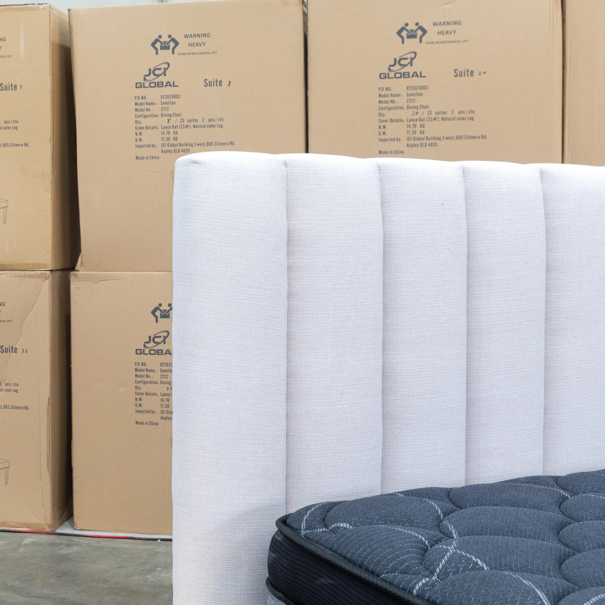 Esperance King Fabric Gas Lift Storage Bed - Beige - Image 14