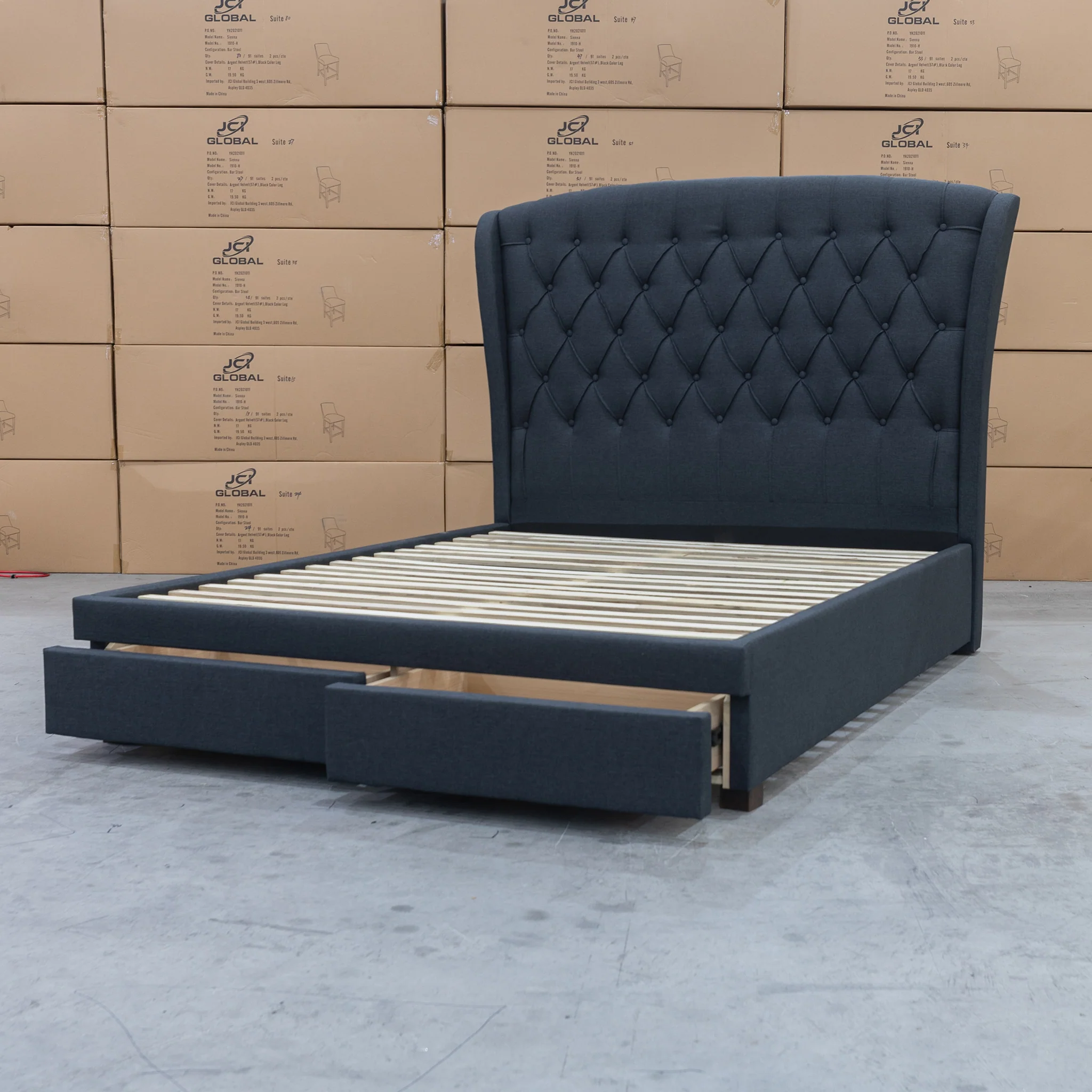 Grace King Fabric Storage Bed – Charcoal - Image 6