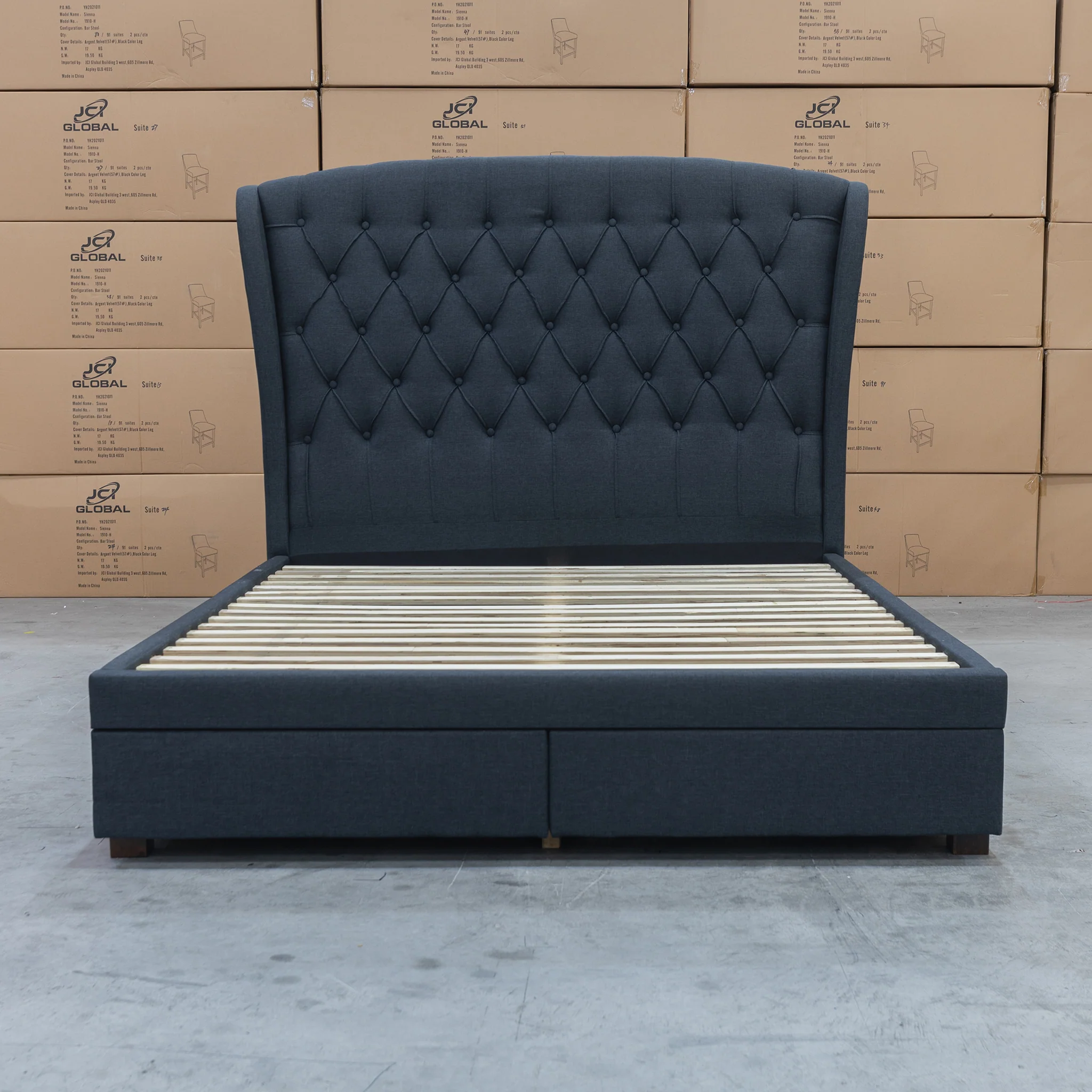 Grace King Fabric Storage Bed – Charcoal - Image 8