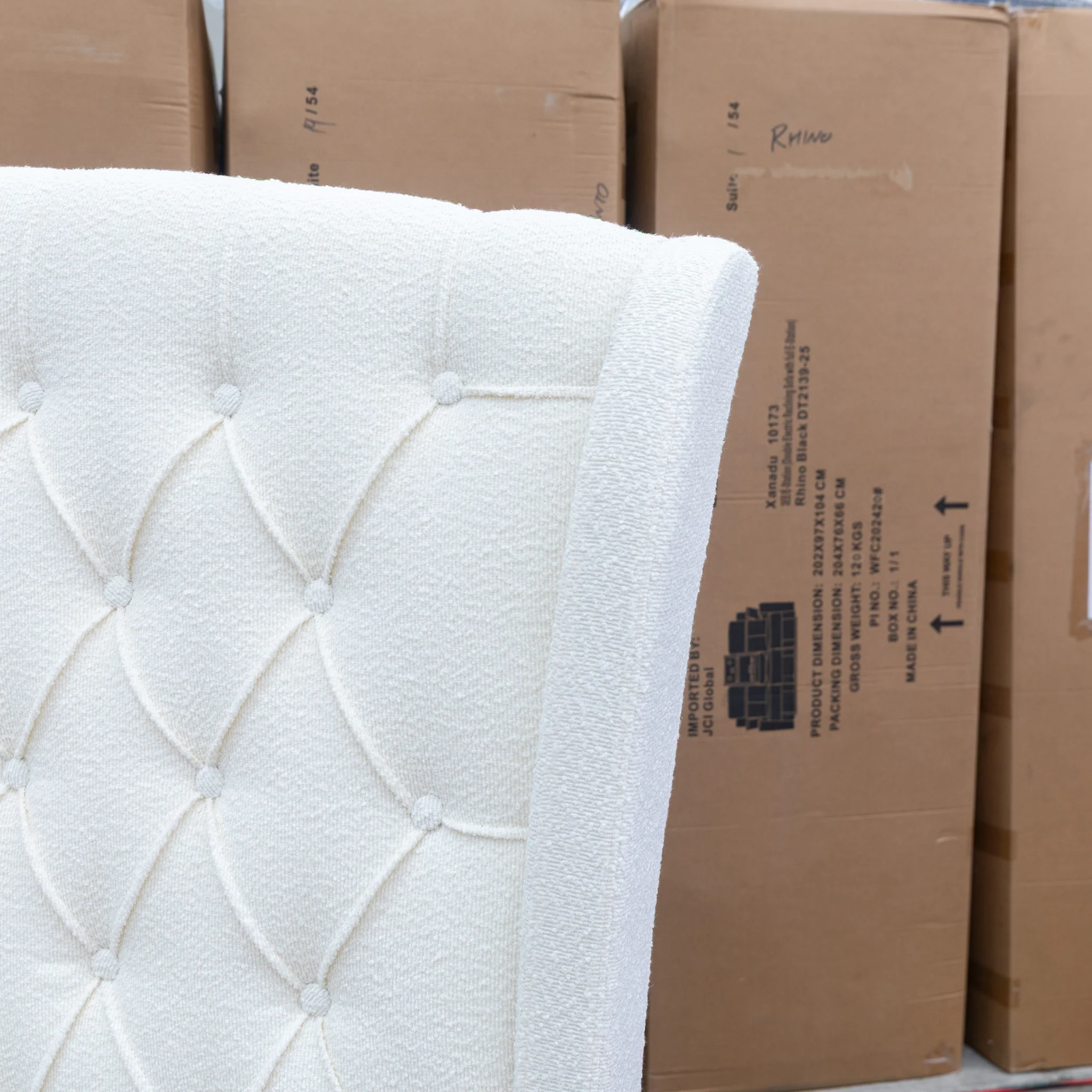Grace Queen Fabric Storage Bed - Cream - Image 19