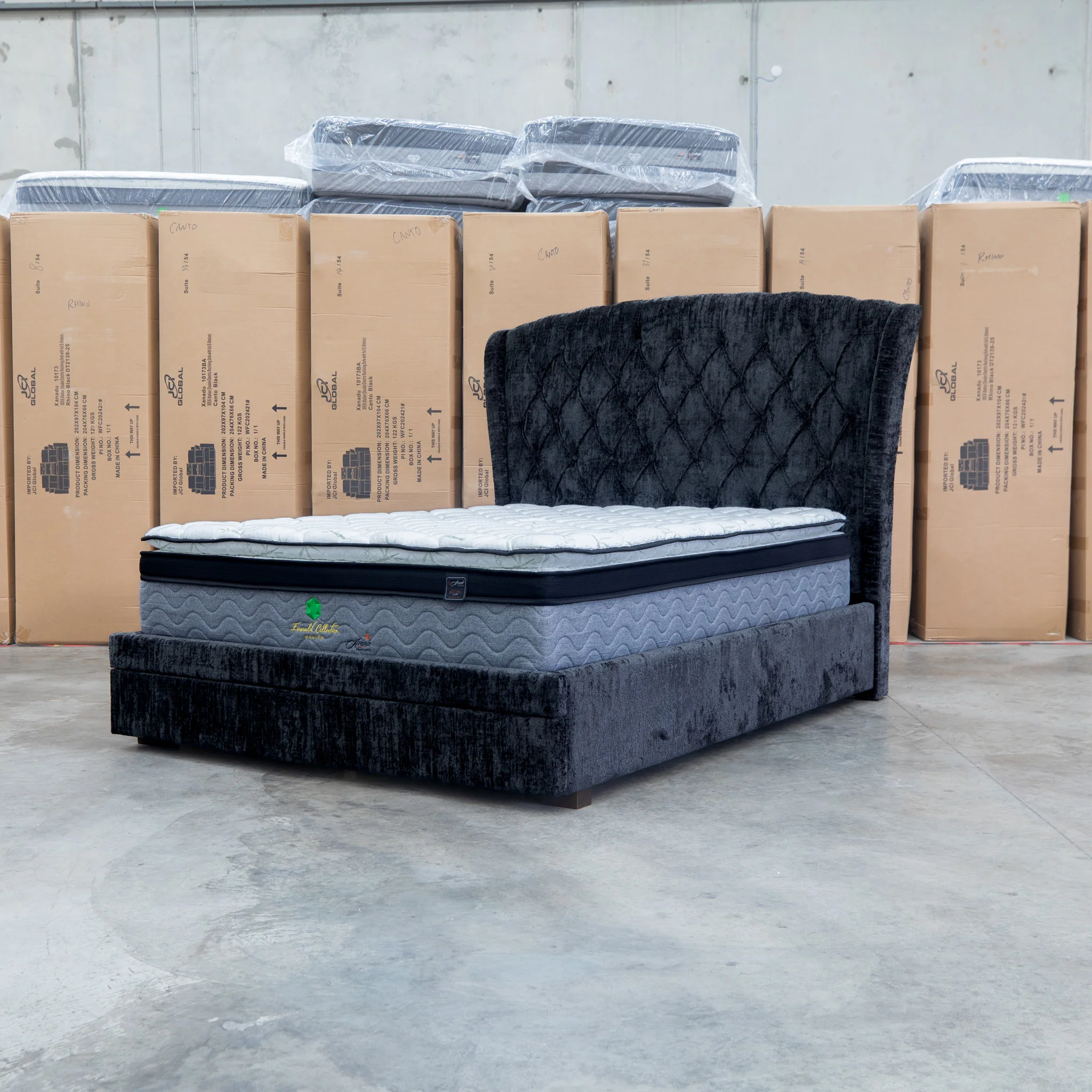 Grace Queen Fabric Storage Bed - Black - Image 16