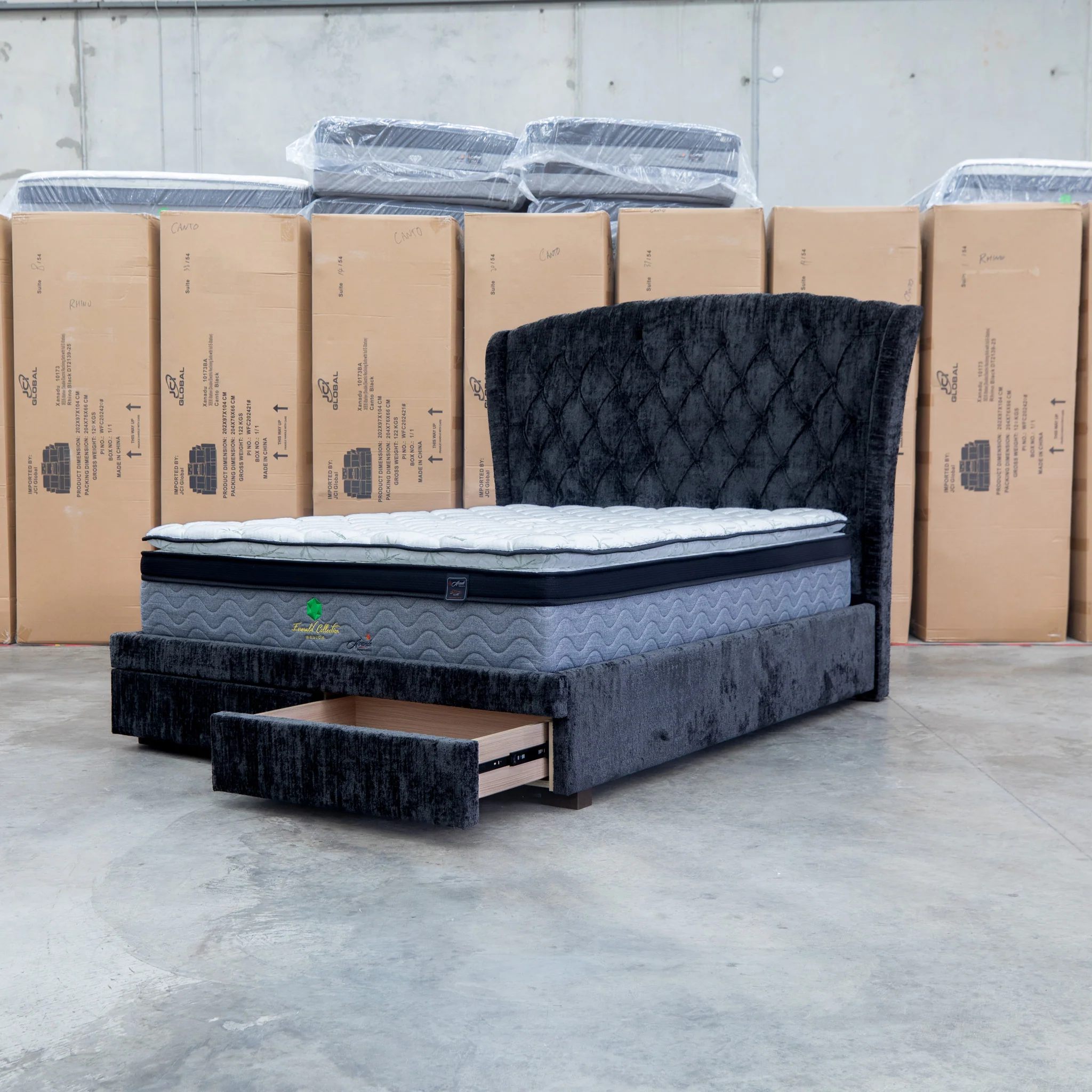 Grace Queen Fabric Storage Bed - Black - Image 17