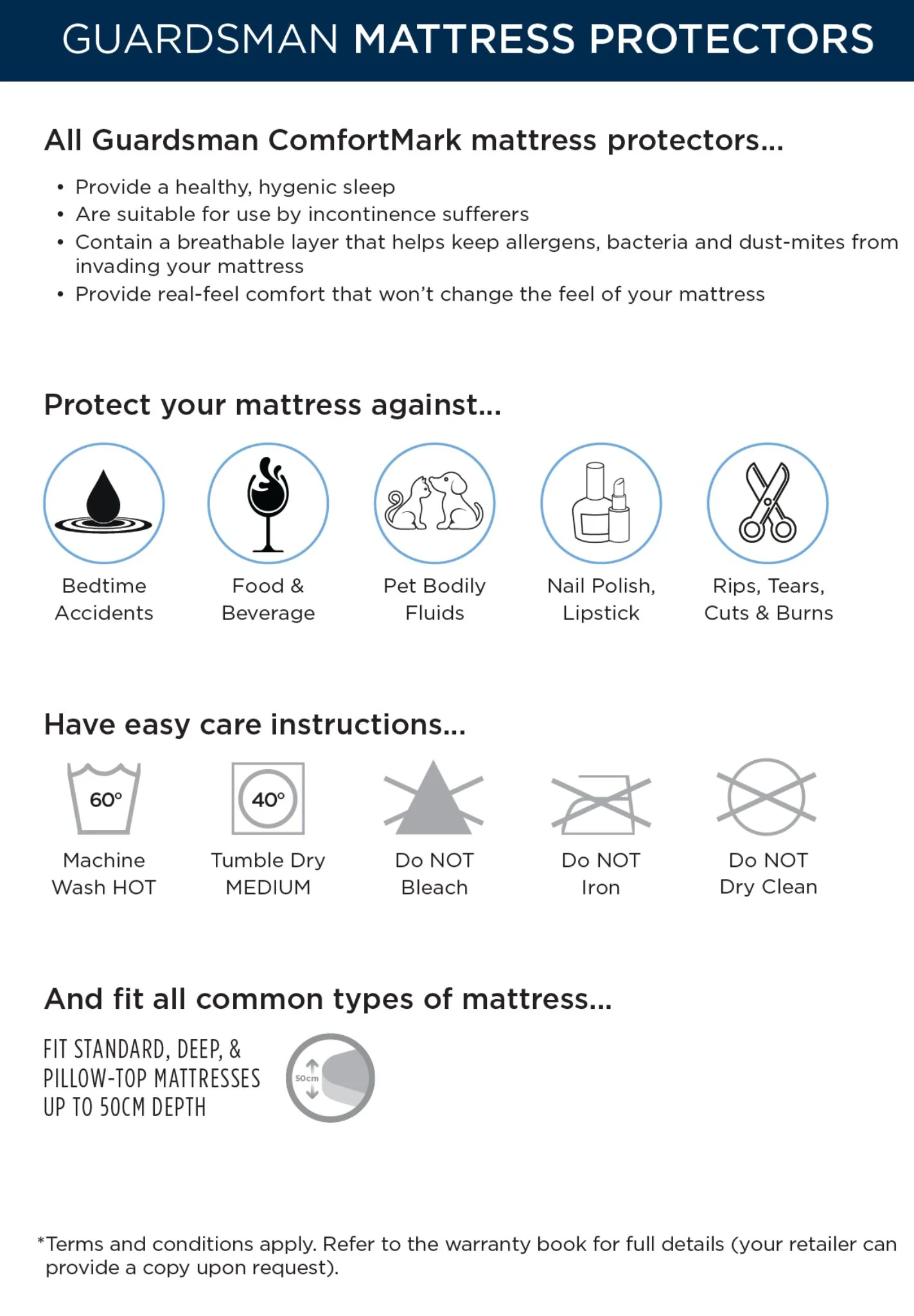 Guardsman ComfortMark Tencel Mattress Protector - 10 Year Warranty - King - Image 5