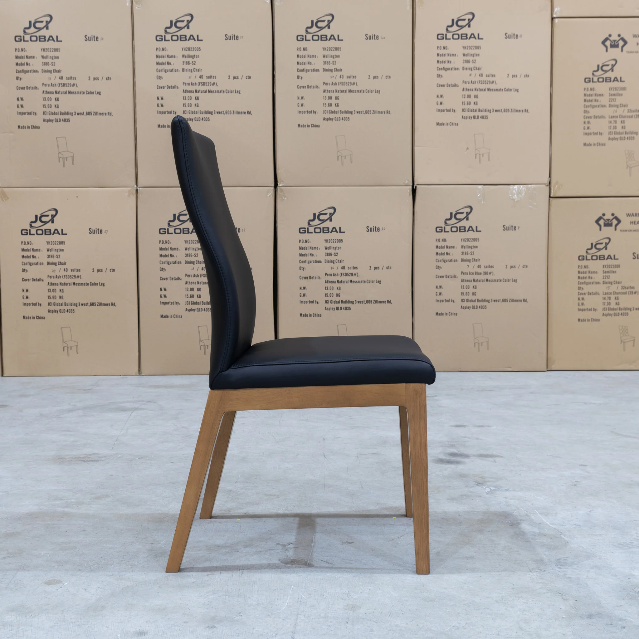 Hampshire Leather Dining Chair - Black - Image 3