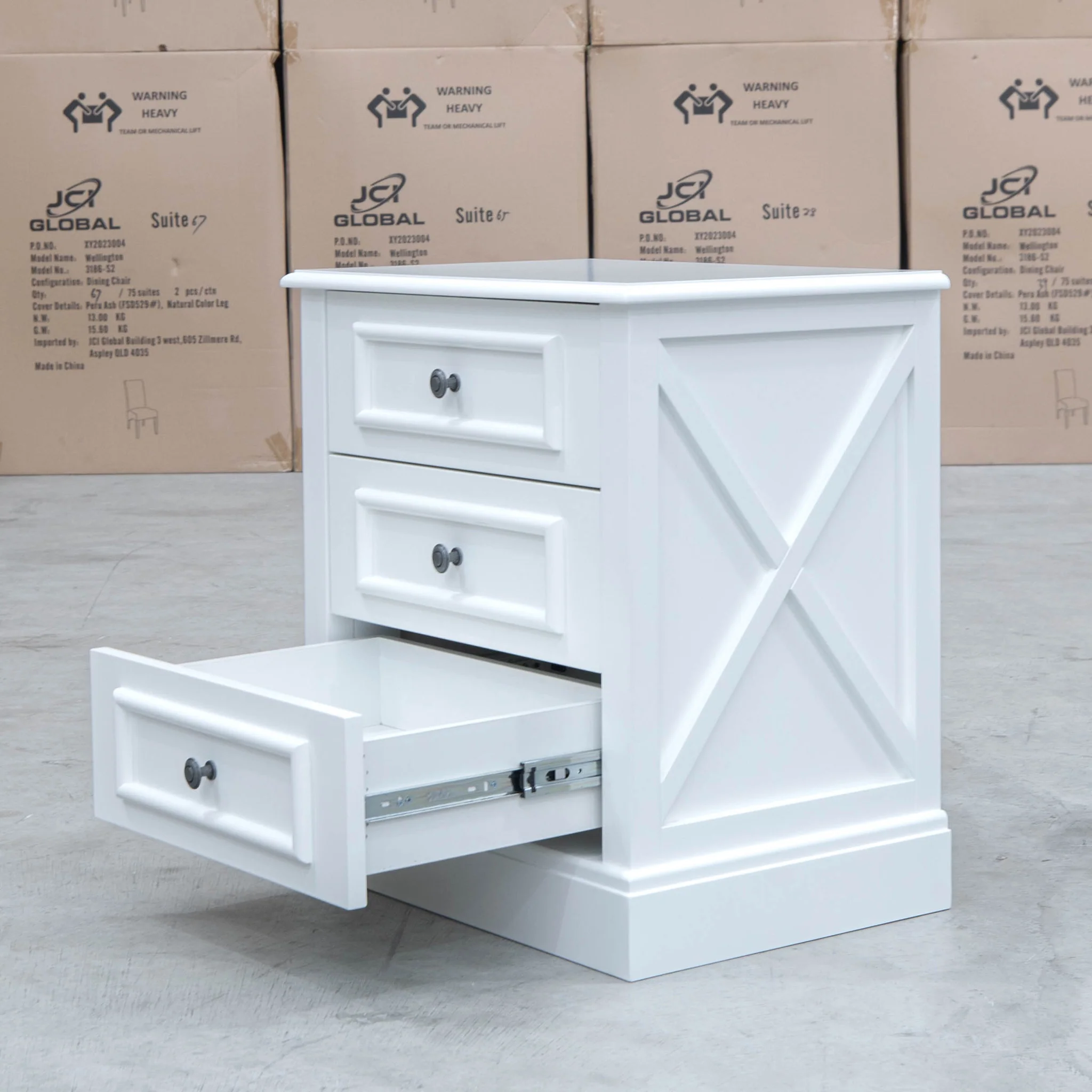 Hampton 3 Drawer Bedside - X Side - Image 4