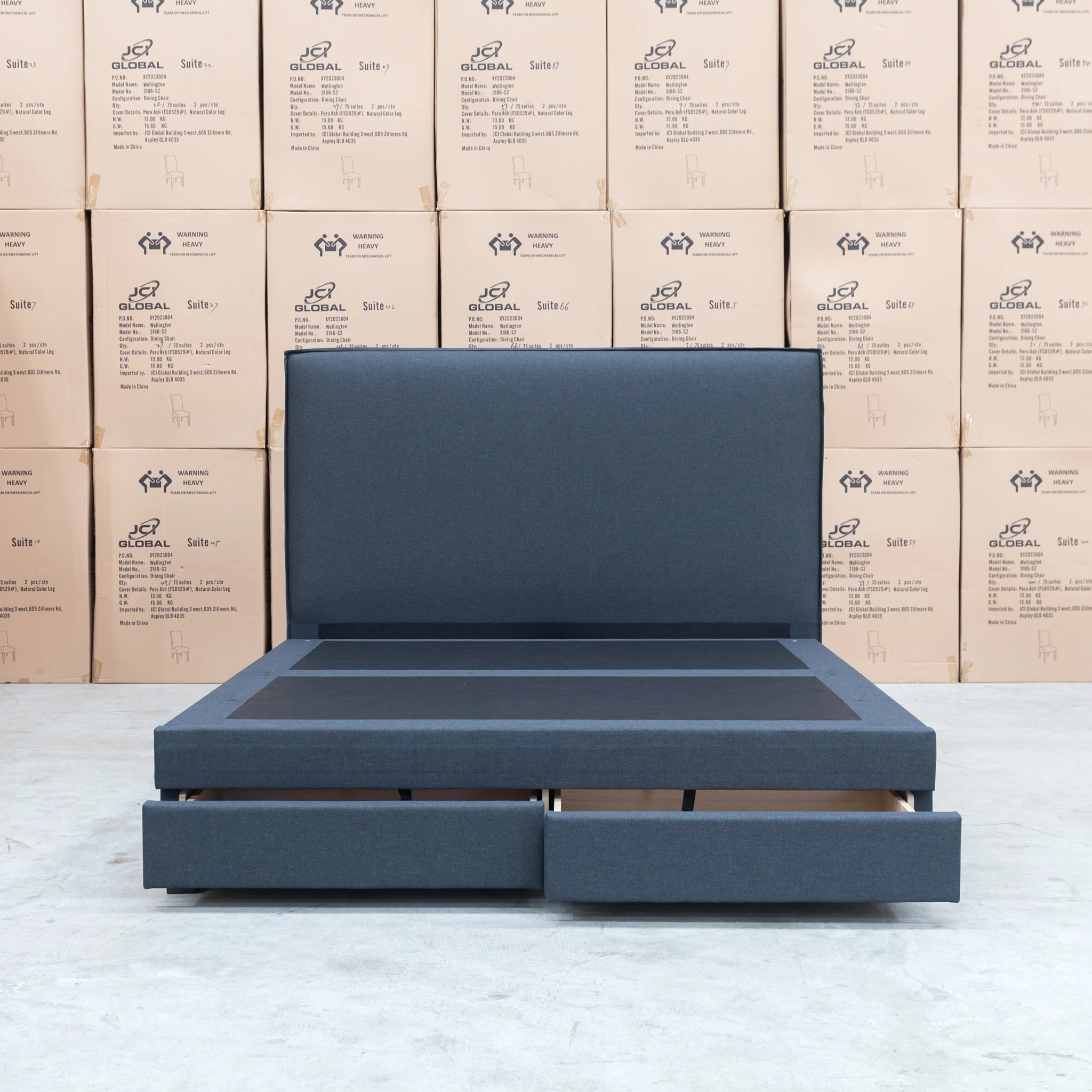 Hayman Gas Lift & Drawer Storage King Bed - Charcoal - Available After 20th July - Image 11