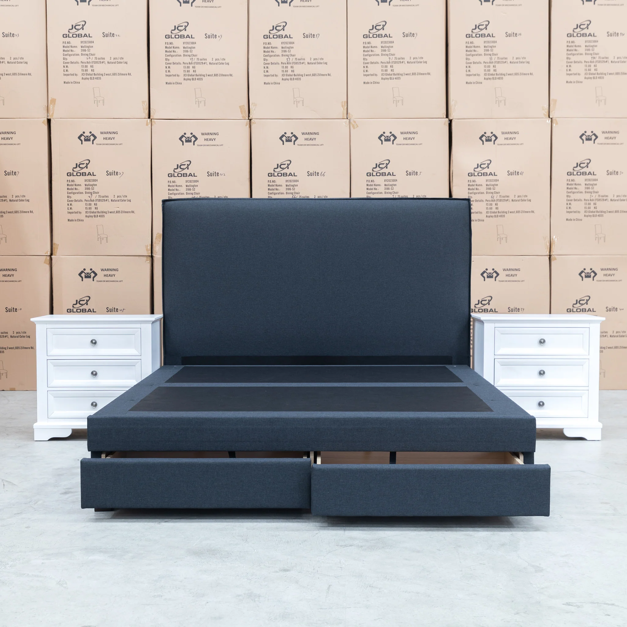 Hayman Gas Lift & Drawer Storage King Bed - Charcoal - Available After 20th July - Image 14