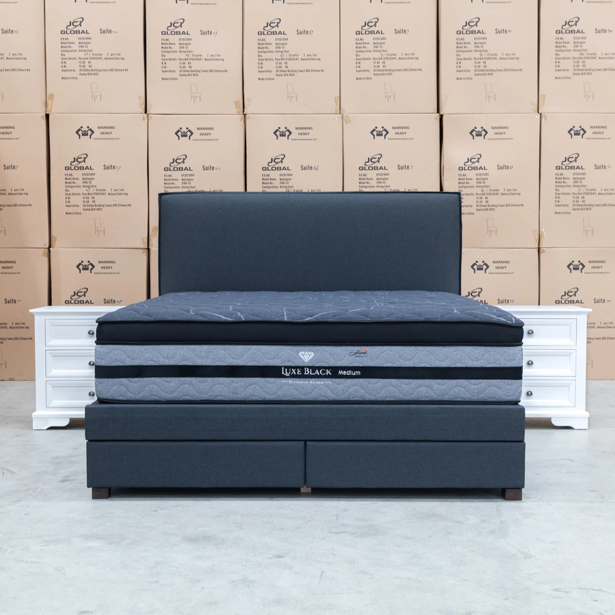 Hayman Gas Lift & Drawer Storage King Bed - Charcoal - Available After 20th July - Image 5