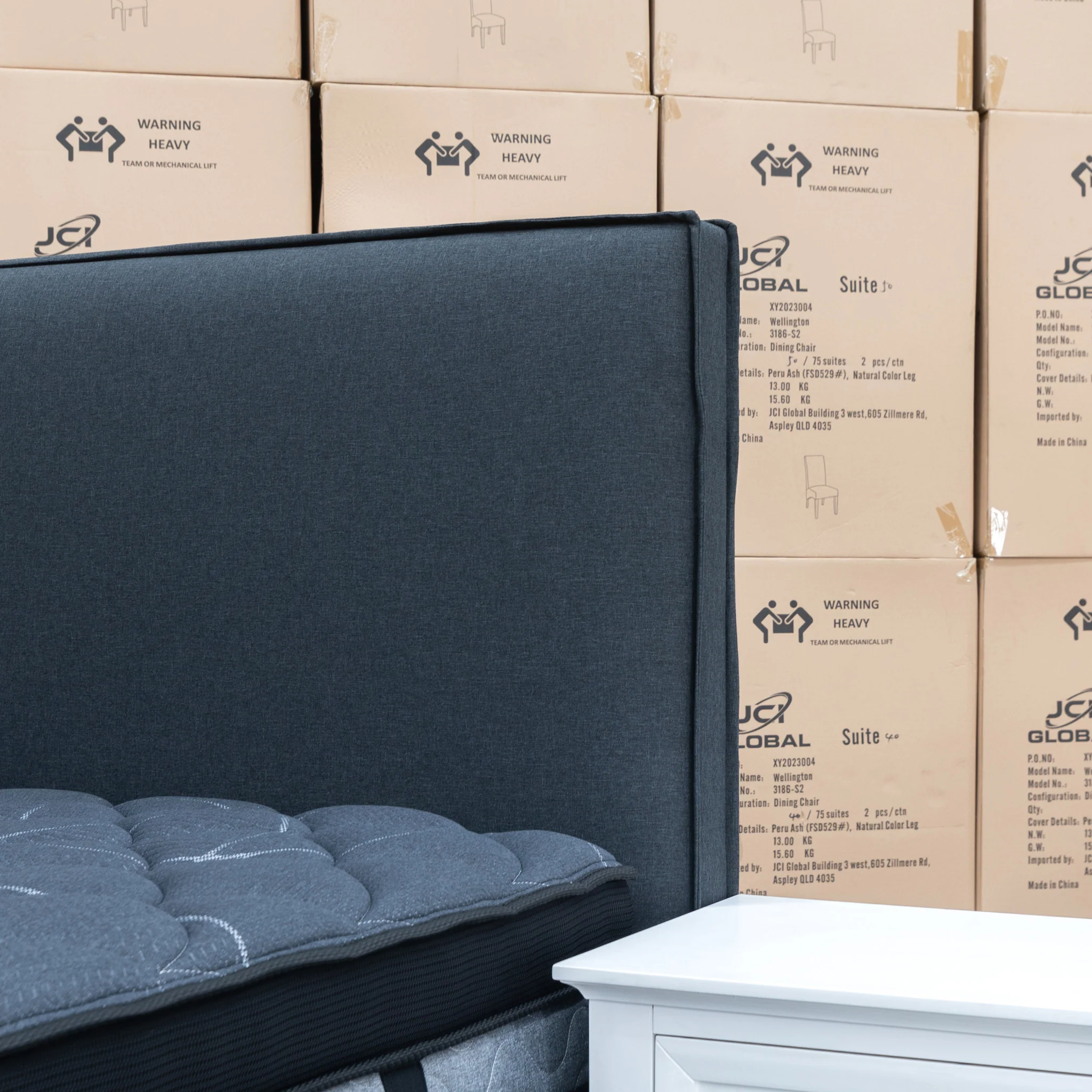 Hayman Gas Lift & Drawer Storage Queen Bed - Charcoal - Available After 20th July - Image 7