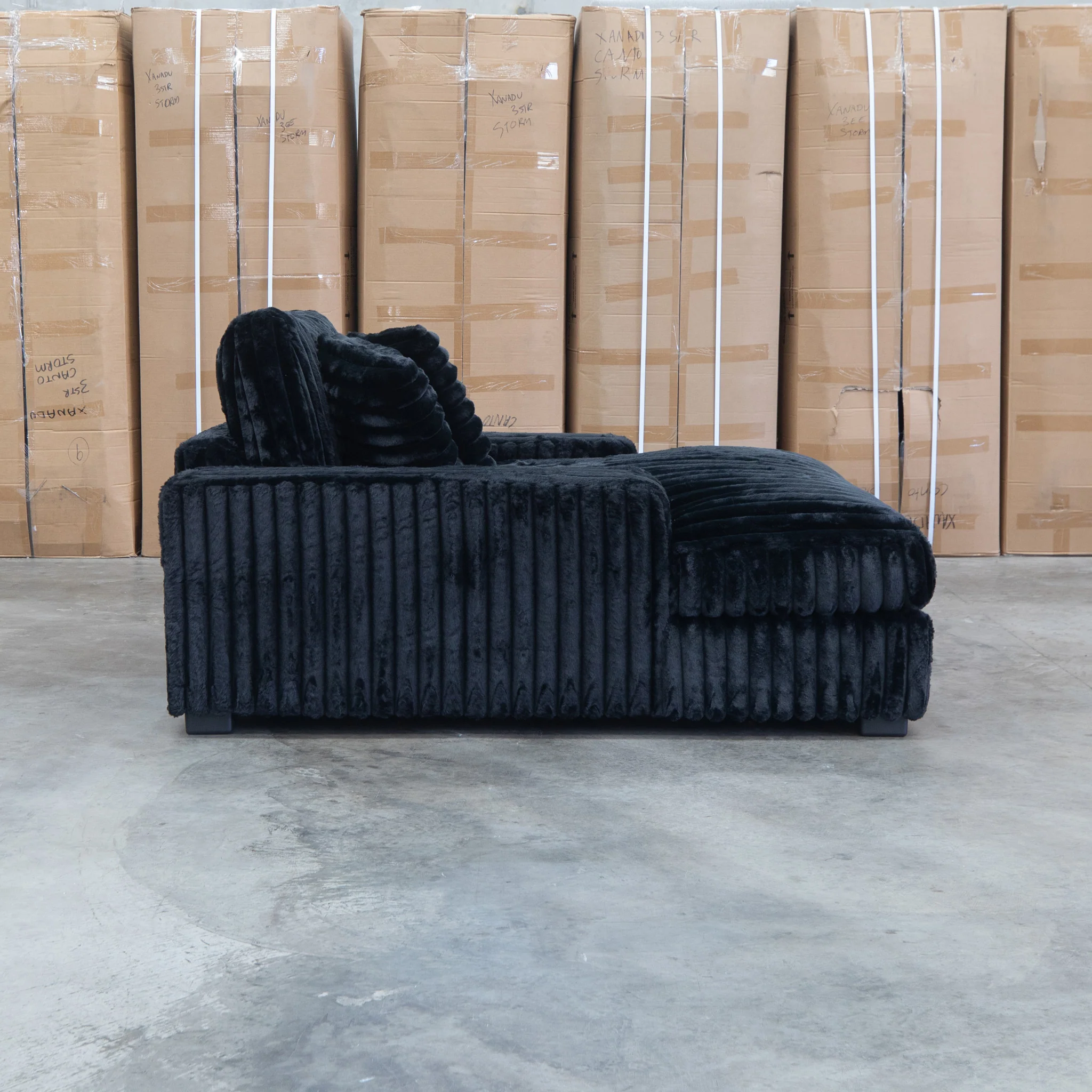 Kalena Oversized Plush Feather & Foam Single Chaise - Black - Image 3
