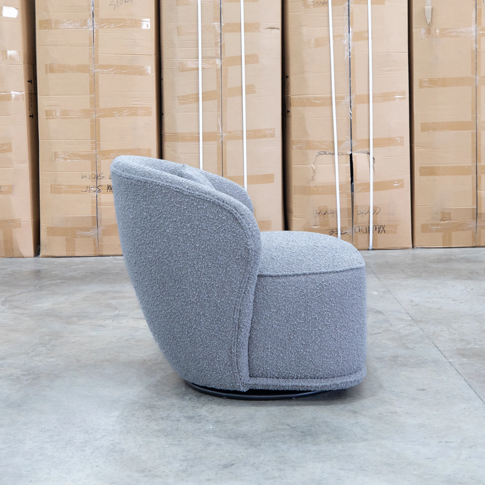 Laura Boucle Swivel Armchair - Dark Grey - Image 3