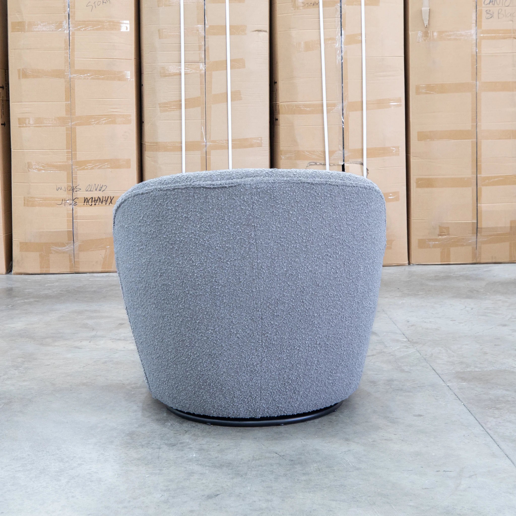 Laura Boucle Swivel Armchair - Dark Grey - Image 4