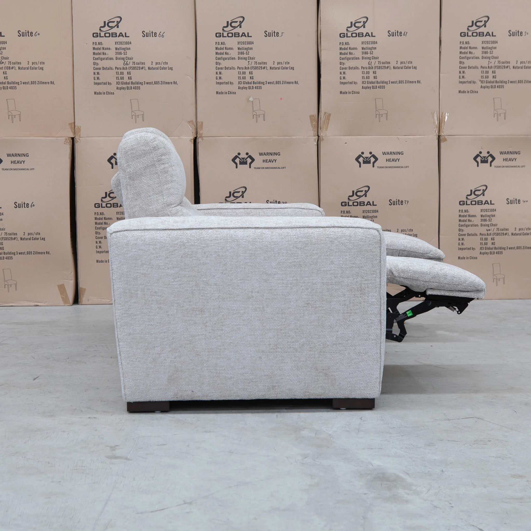 Marina Bay Feather & Foam Dual Motor Electric Three Seat Lounge - Oatmeal - Image 11