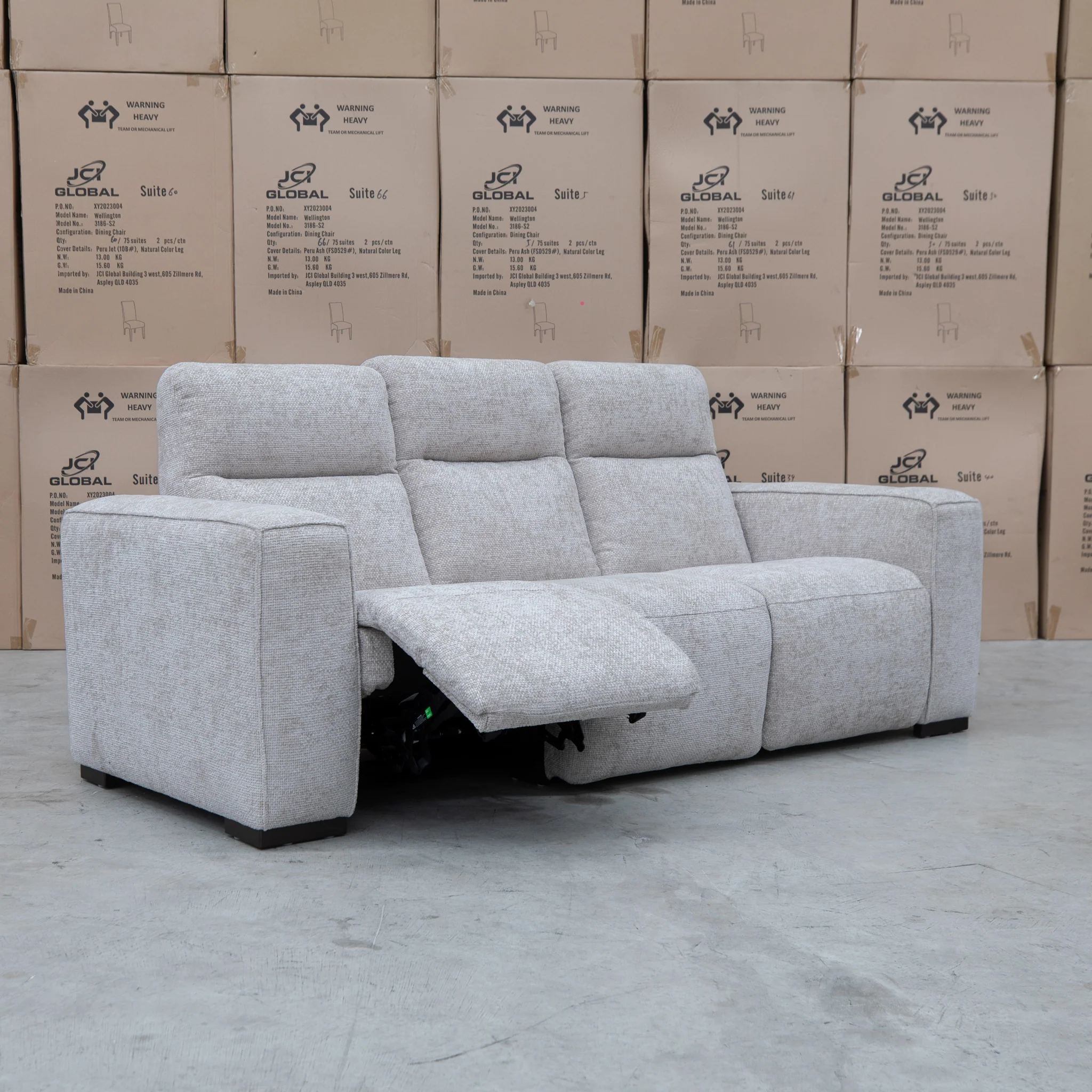 Marina Bay Feather & Foam Dual Motor Electric Three Seat Lounge - Oatmeal - Image 2