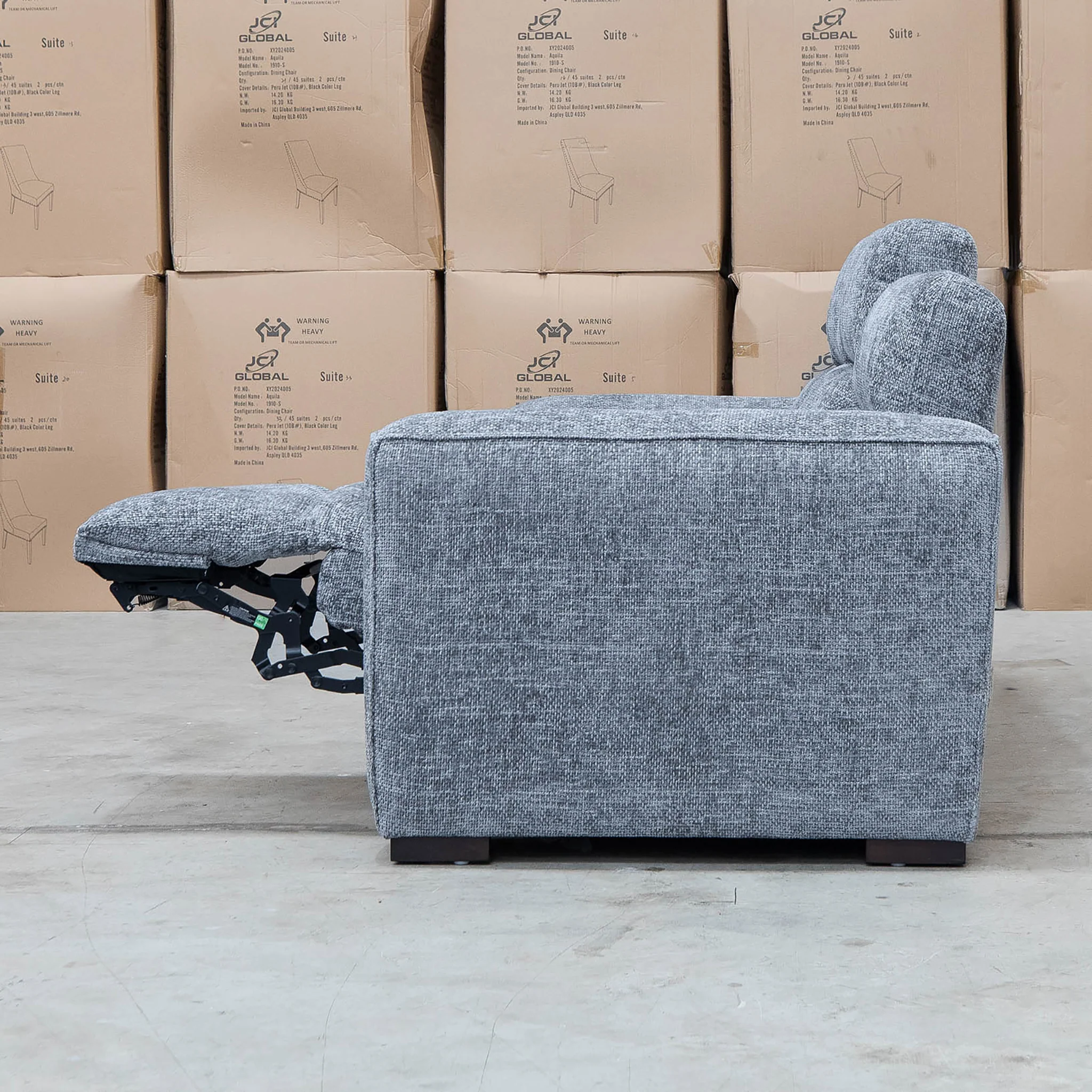 Marina Bay Feather & Foam Dual Motor Electric Three Seater Lounge - Signature Grey - Image 10